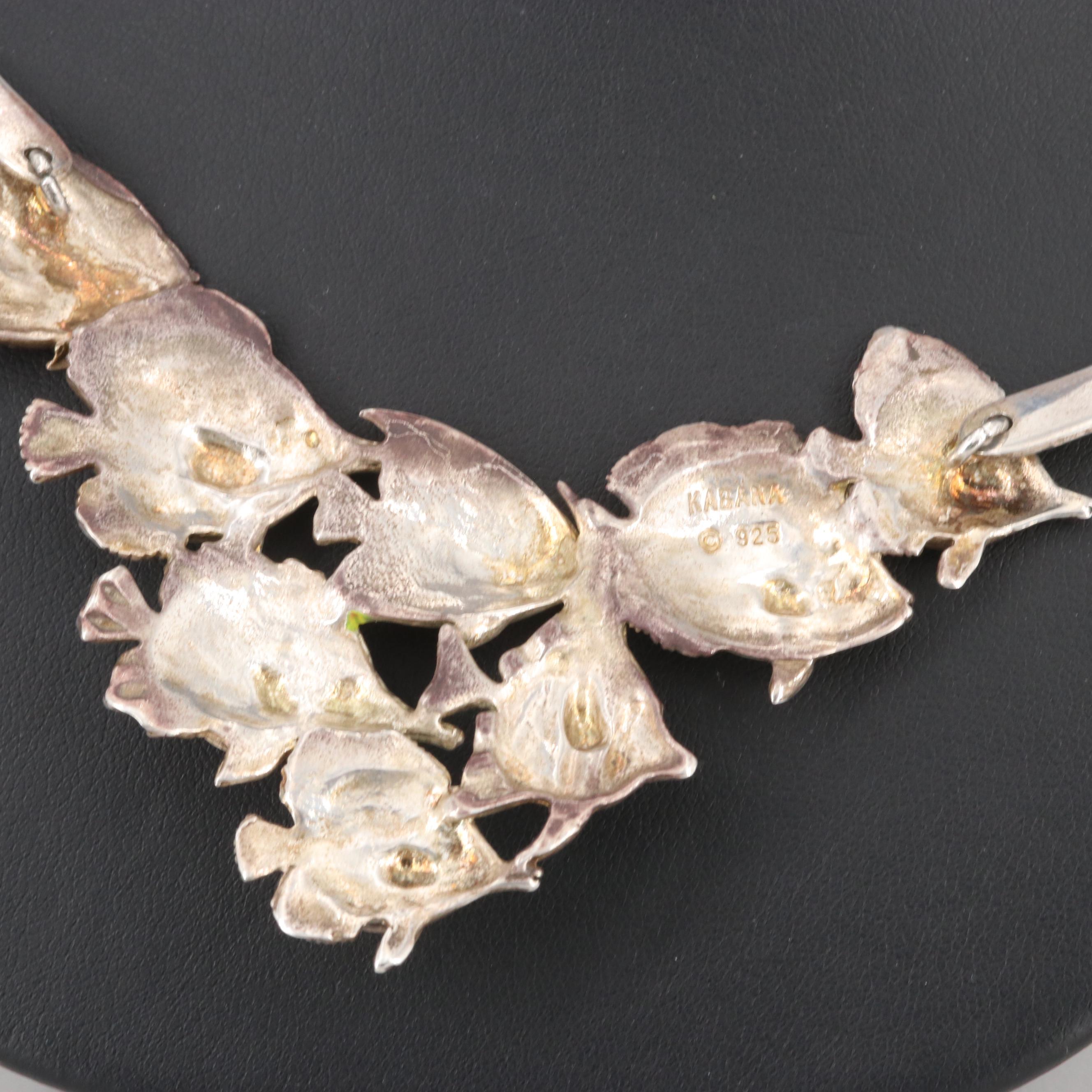 Kabana Sterling Silver Enamel Fish Necklace