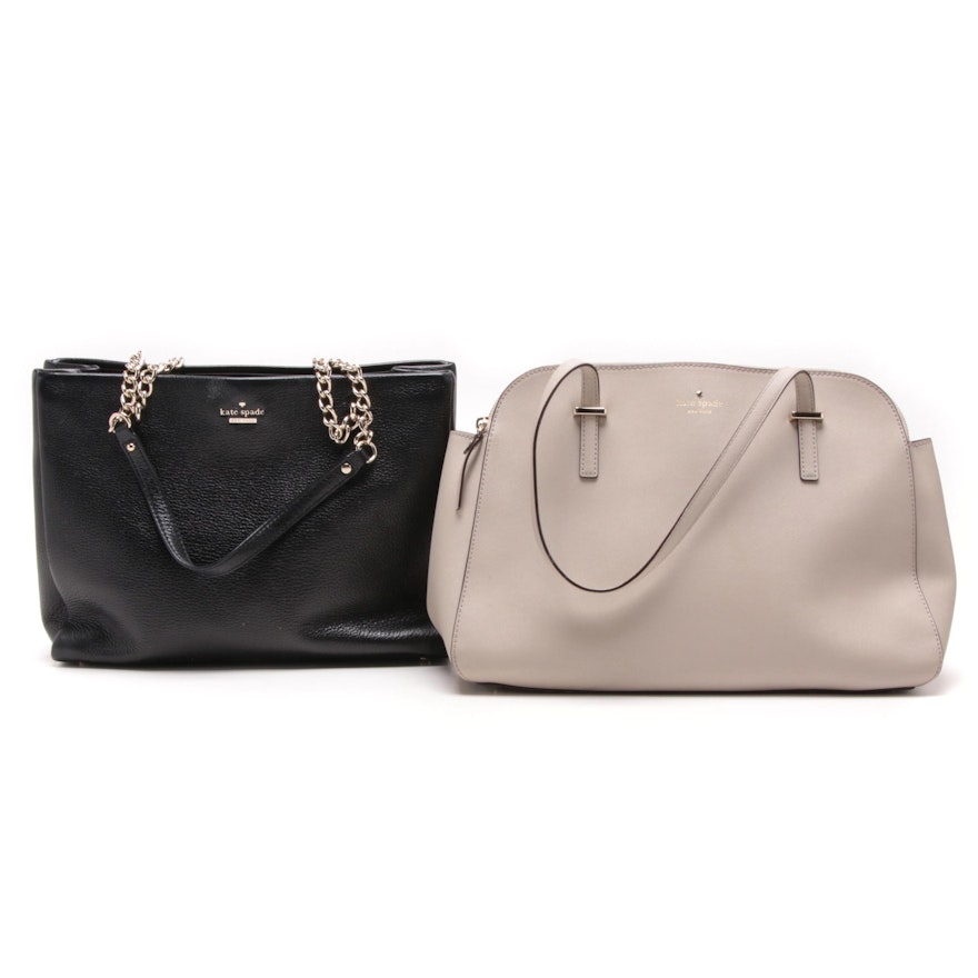 Kate Spade Gray Cedar Street Elissa Tote and Black Emerson Place Dewy Tote