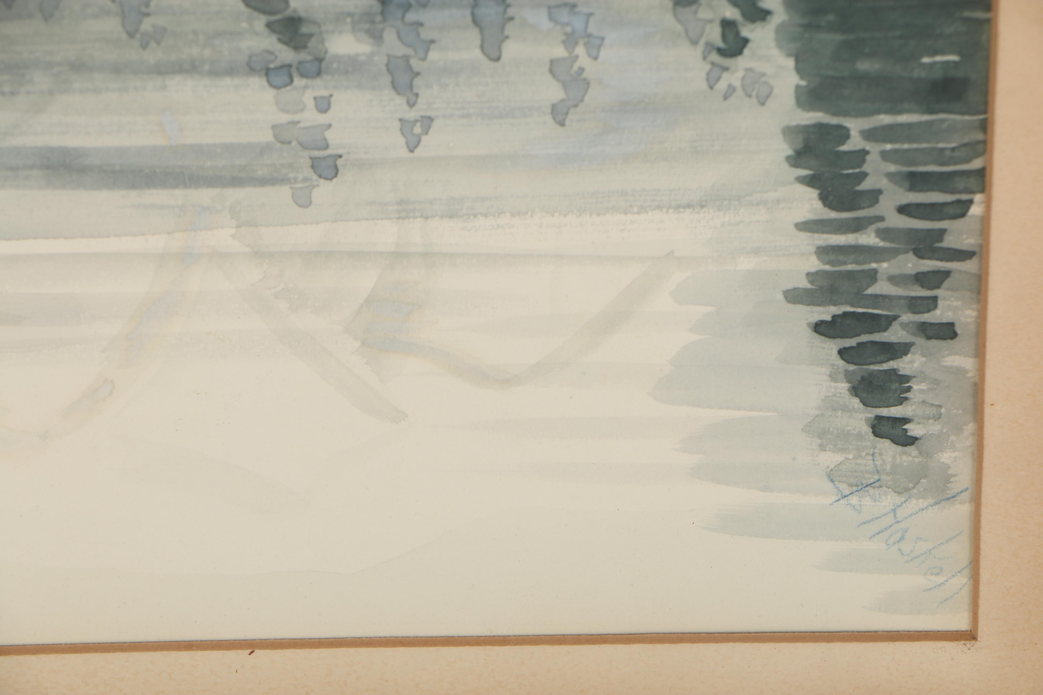 Bertha Haskell Gouache Painting "Mt. Rainier Reflected in Fairy Lake"