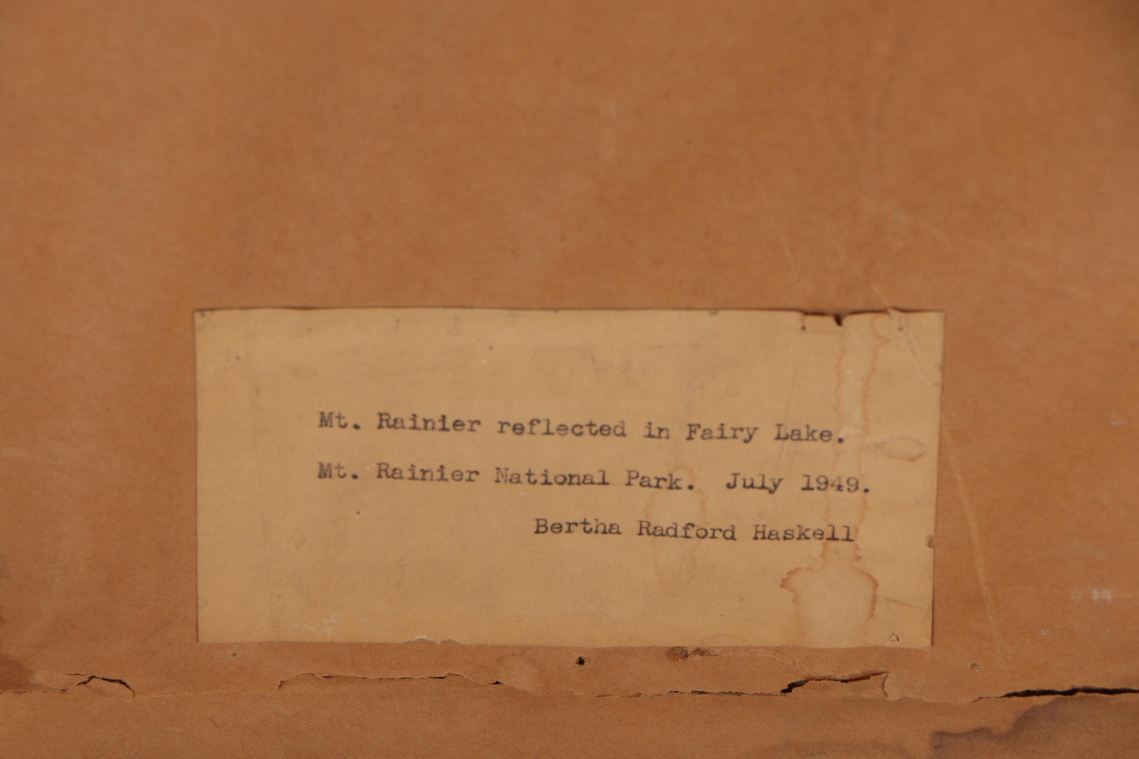 Bertha Haskell Gouache Painting "Mt. Rainier Reflected in Fairy Lake"