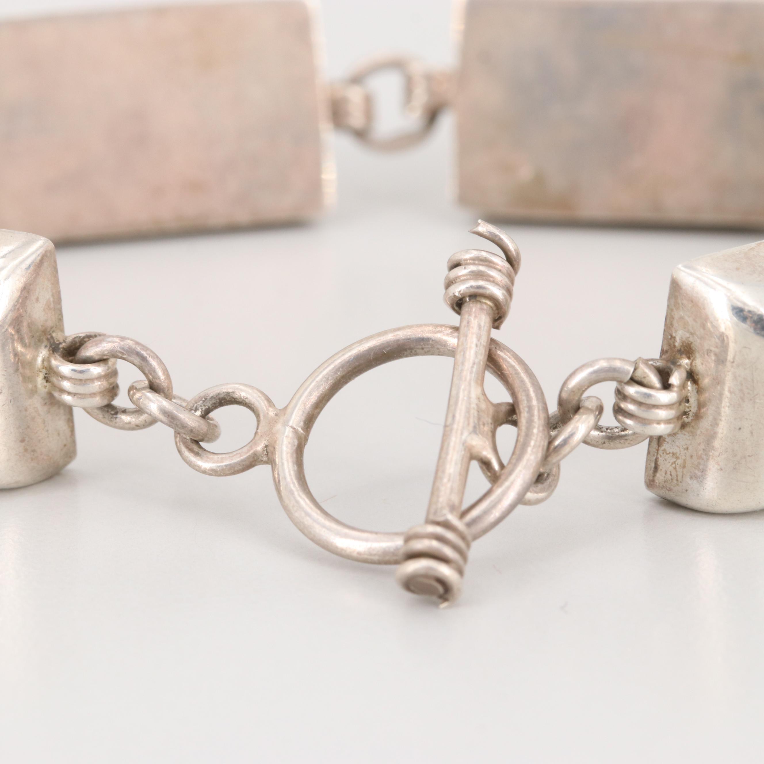 Mexican Sterling Silver Imitation Gemstone Bracelet