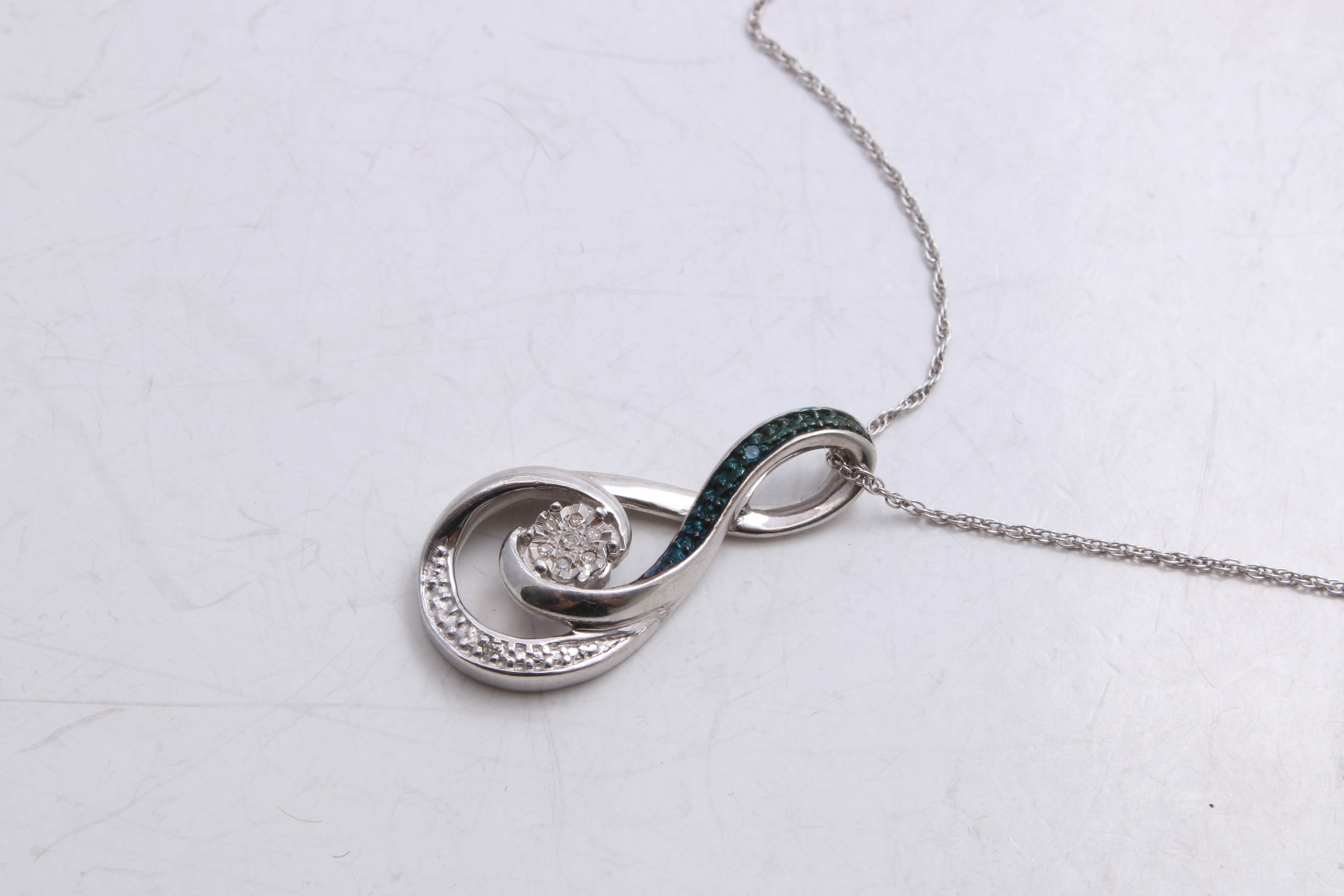 Sterling Silver Two-Tone Diamond Necklace