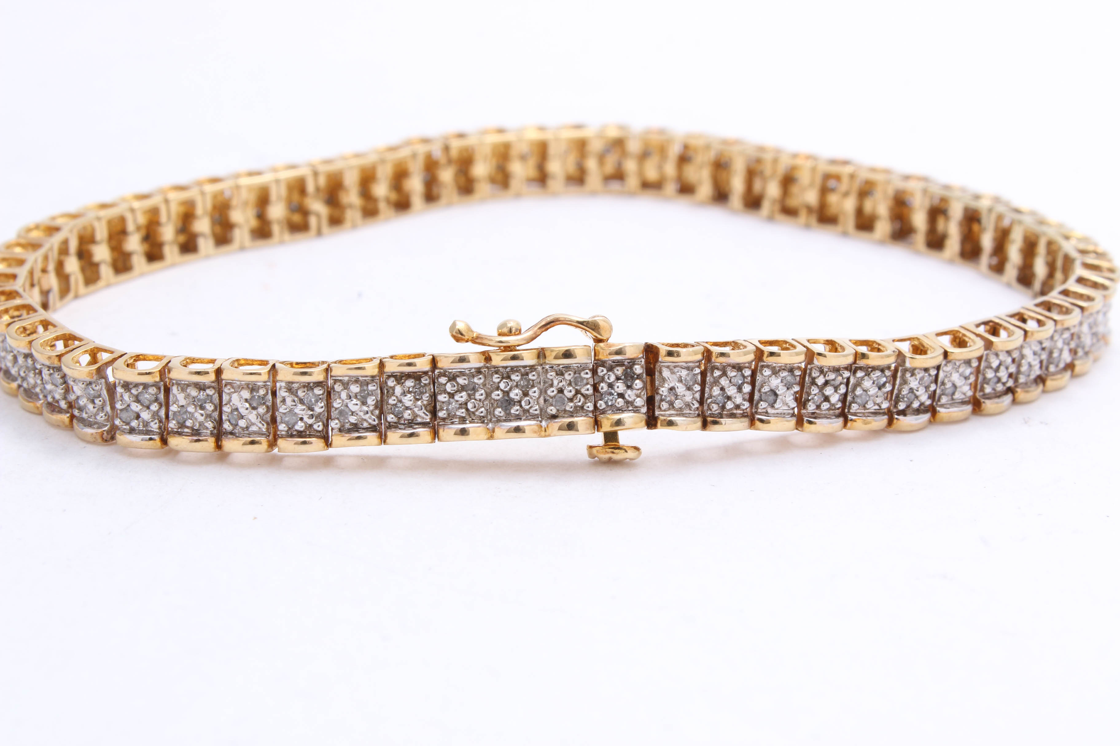 Gold Wash on Sterling Silver Diamond Bracelet
