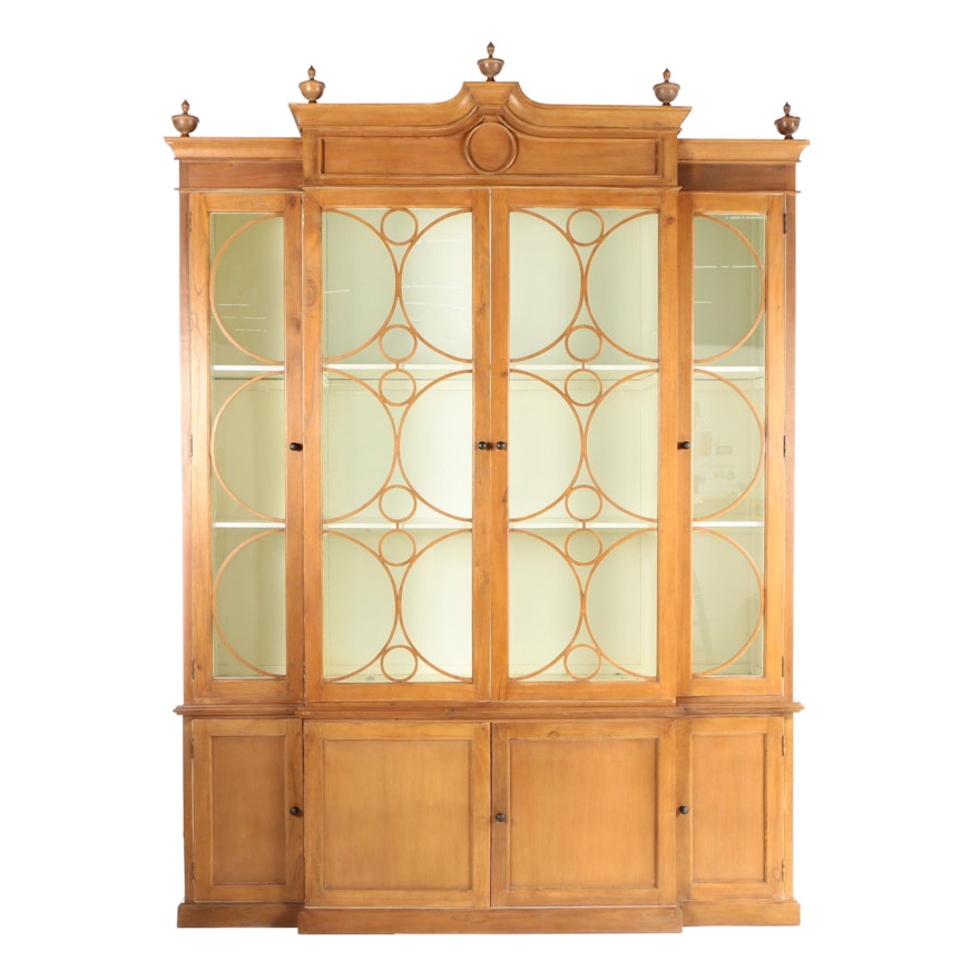 Monumental French Provincial Style Breakfront Display Cabinet