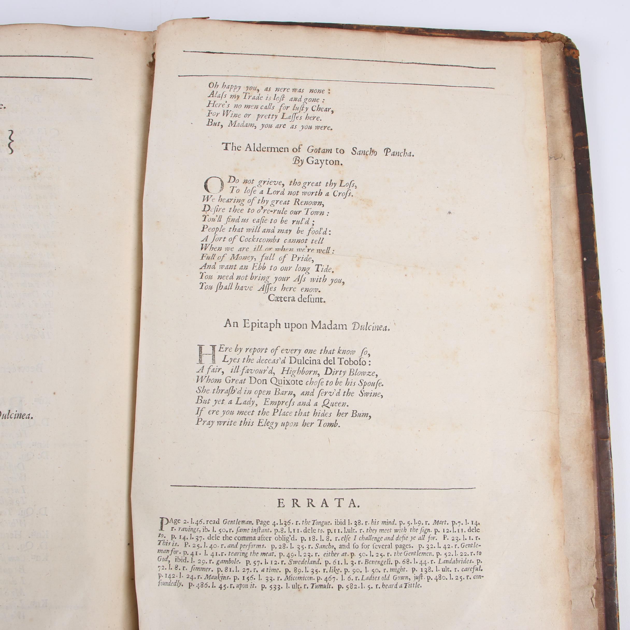 1687 "Don Quixote" First Edition Translated by John Philips