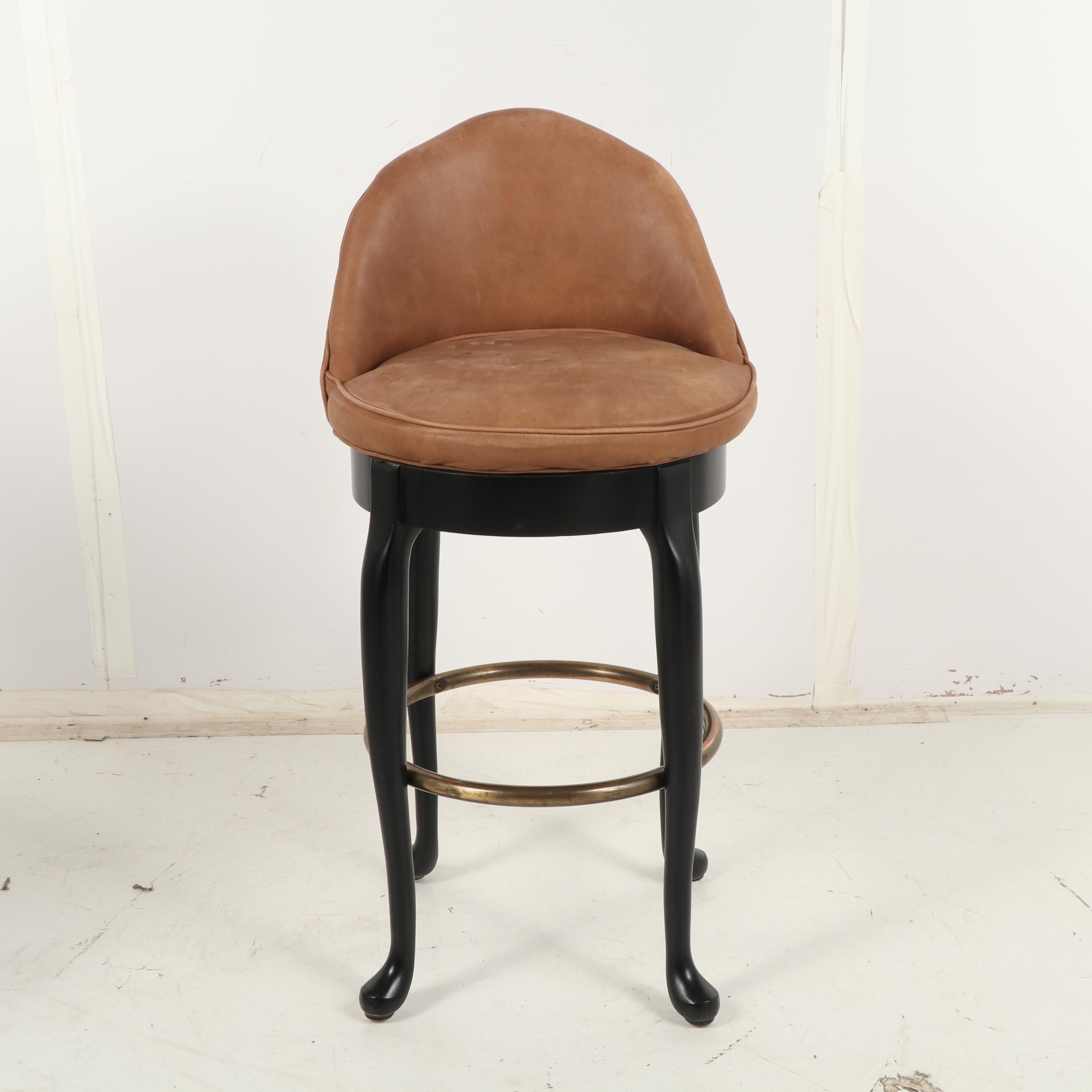 Hickory Chair Company Swivel Bar Stools with Leather Upholstery