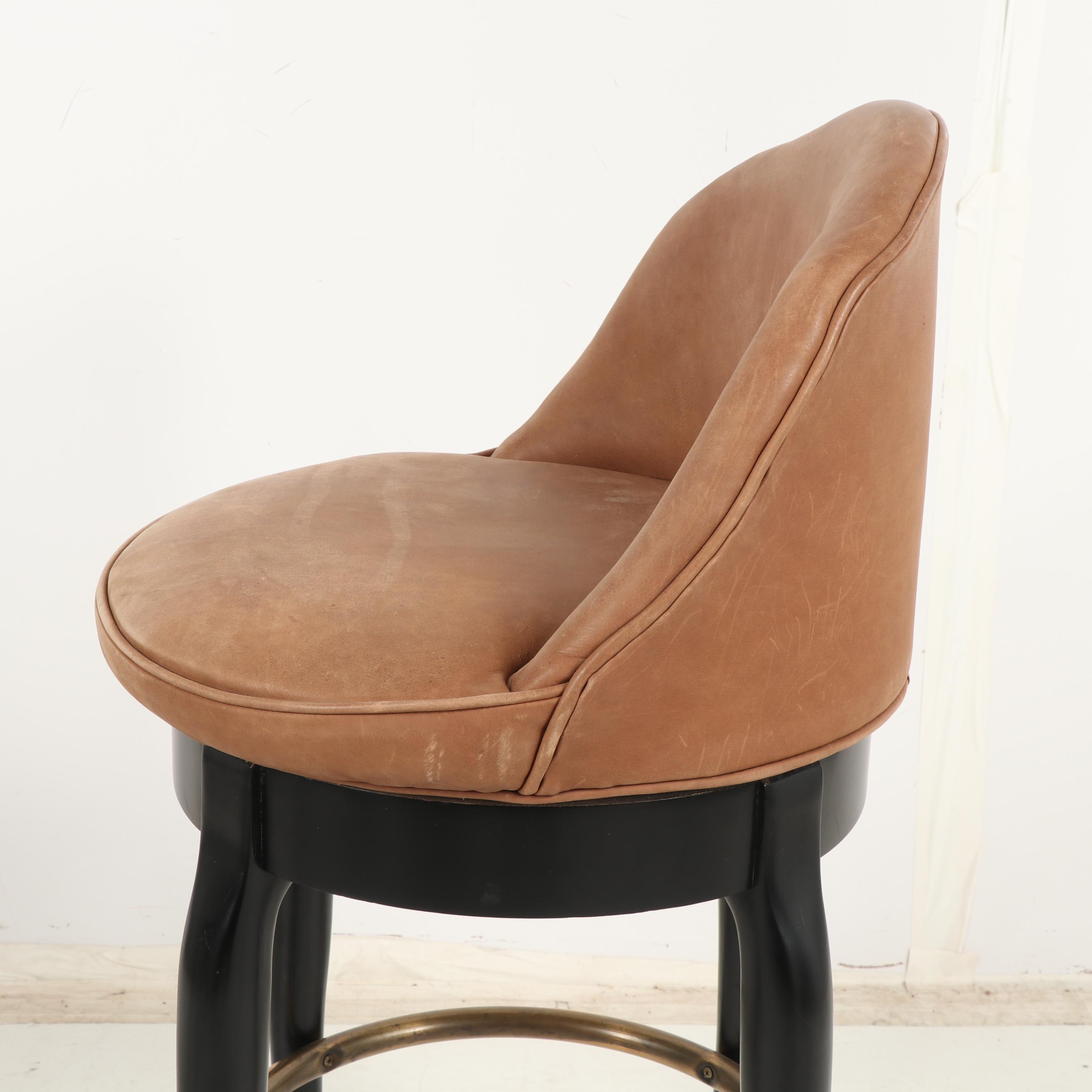 Hickory Chair Company Swivel Bar Stools with Leather Upholstery