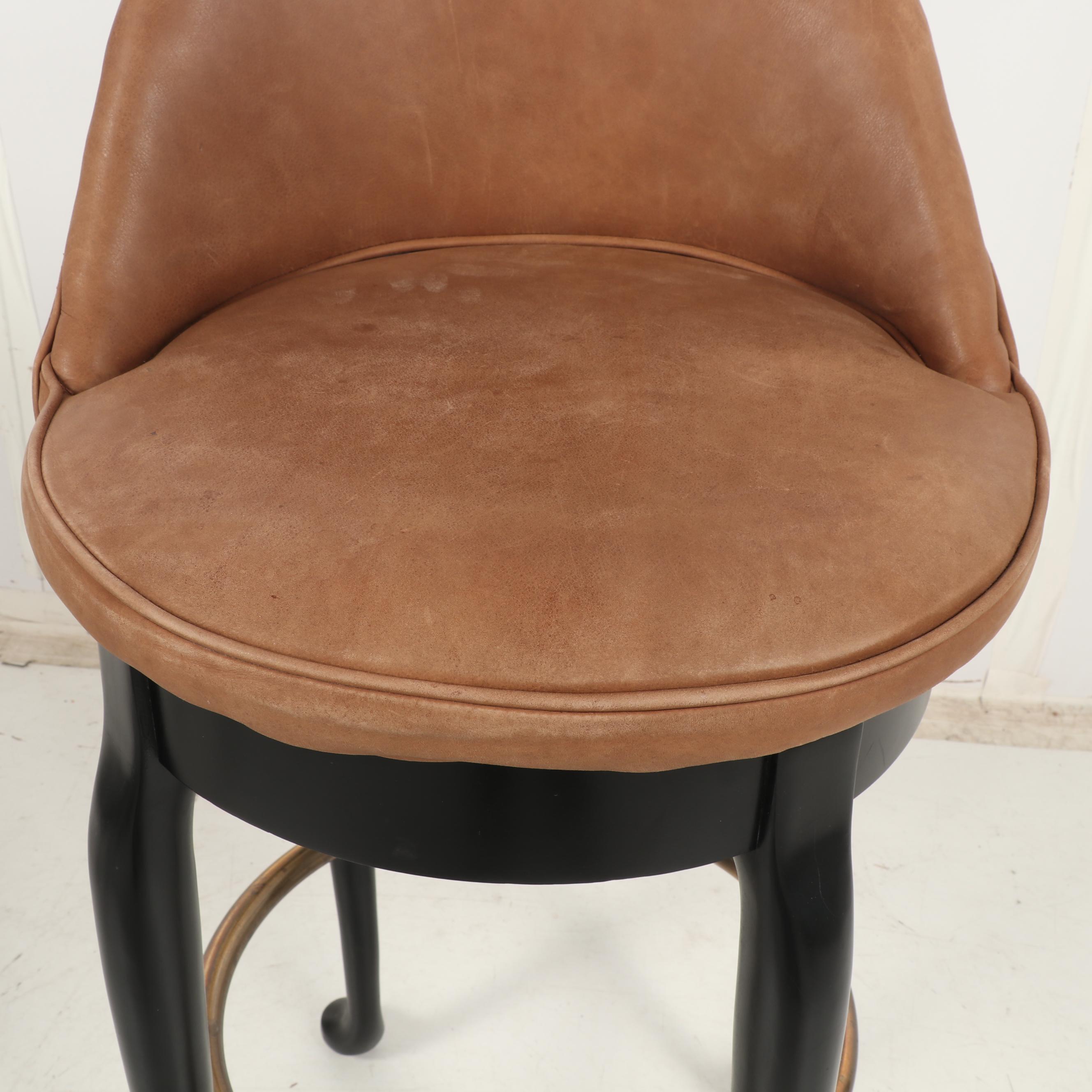 Hickory Chair Company Swivel Bar Stools with Leather Upholstery