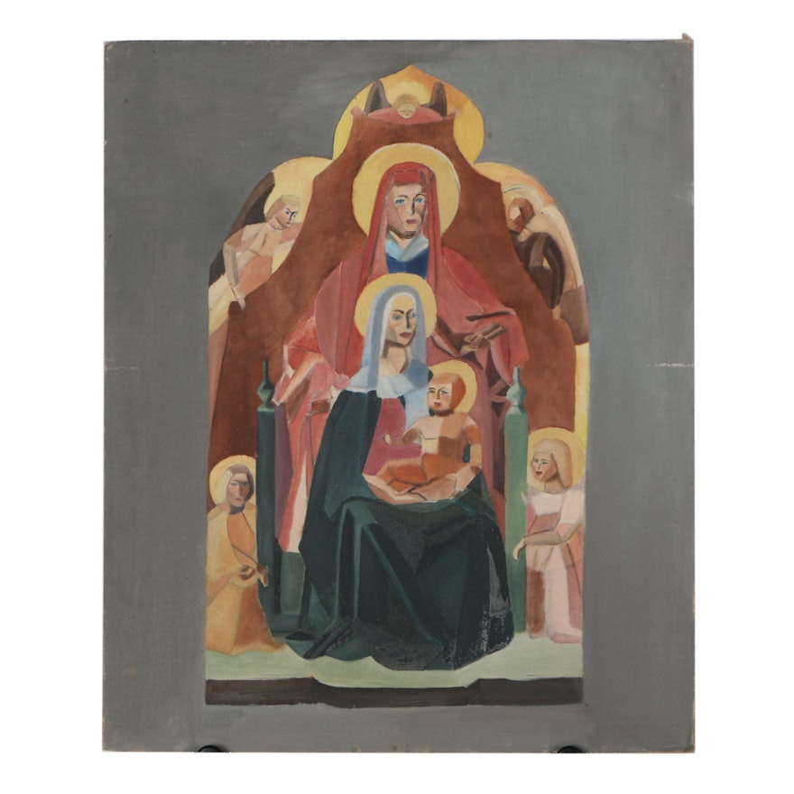 Late 20th Century Ecclesiastical Oil Painting