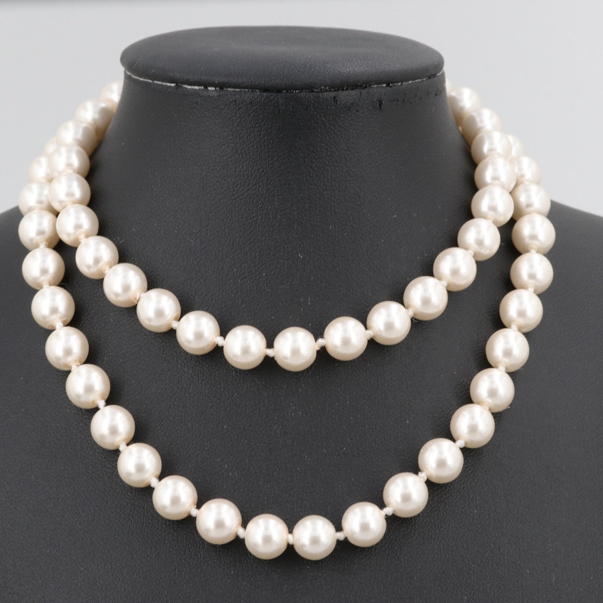 Gold Tone Imitation Pearl Necklace