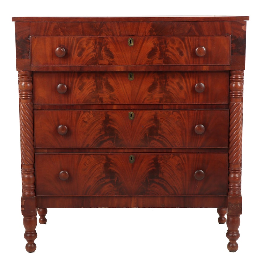 American Empire Mahogany Chest of Drawers, Mid 19th Century