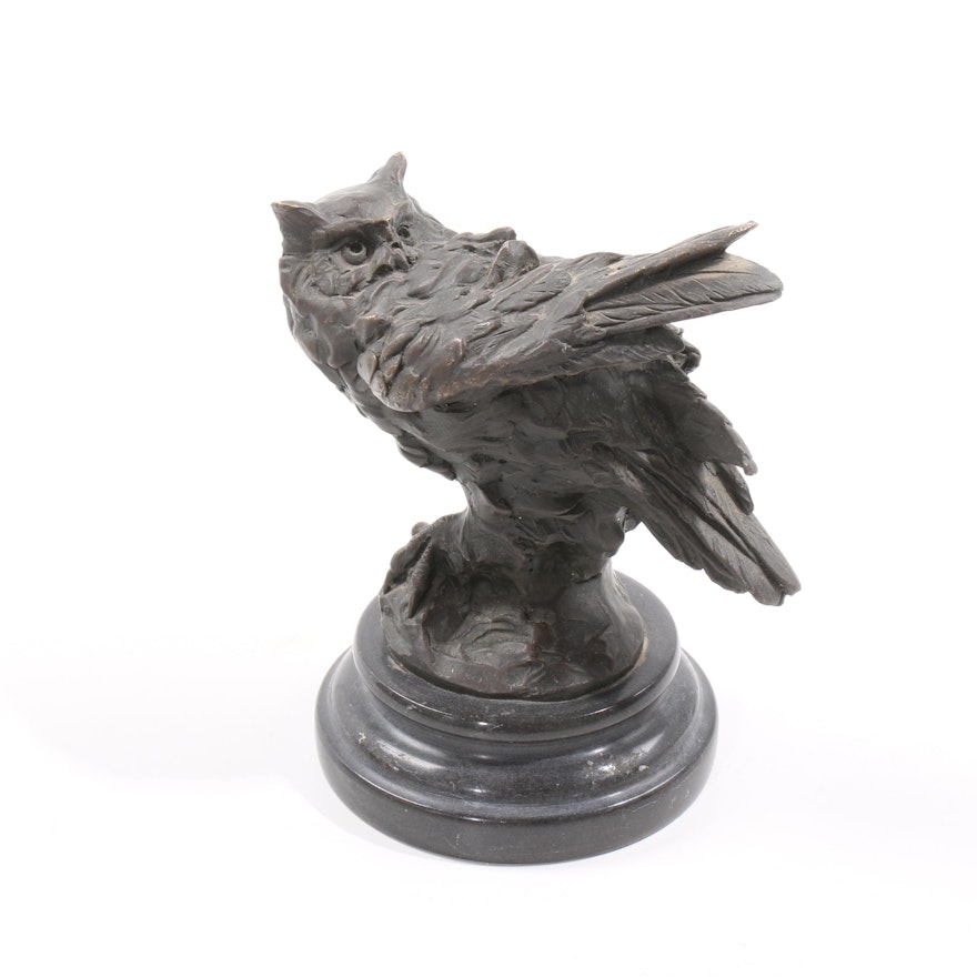 Brass Sculpture after Miguel Fernando Lopez of an Owl