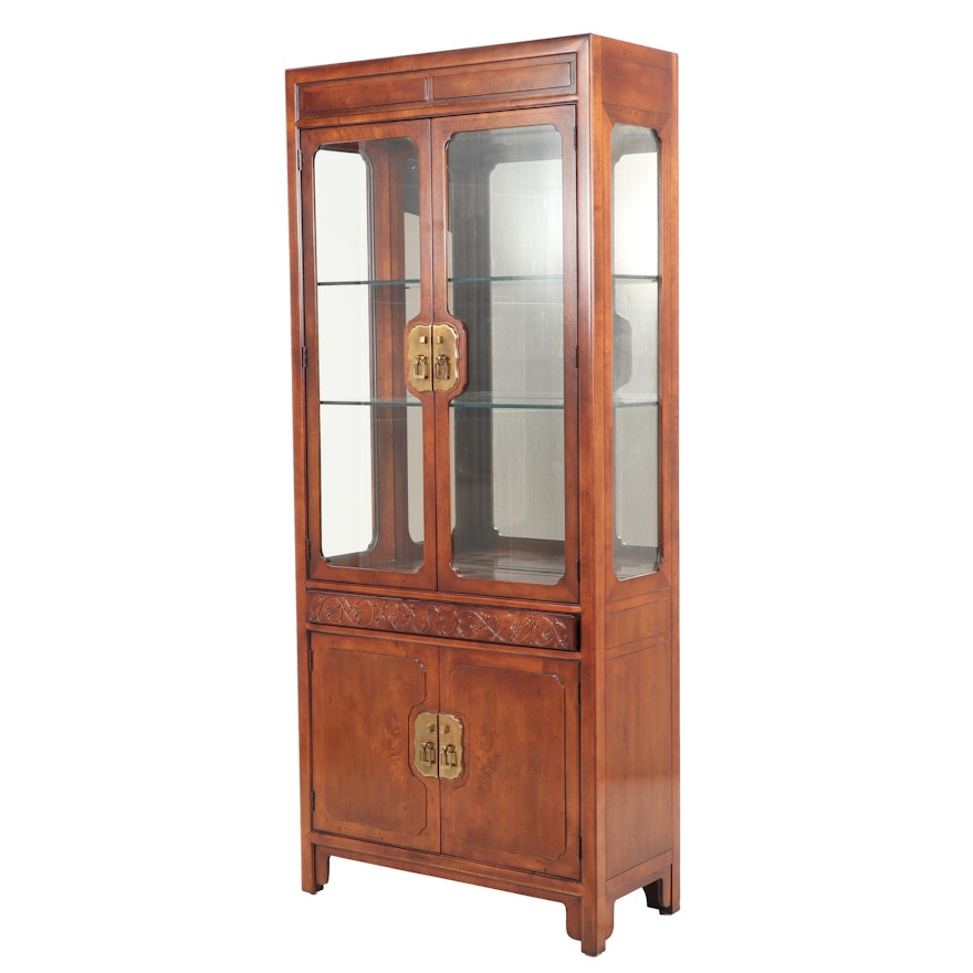 Chinese Inspired Henredon Lighted China Cabinet, Contemporary