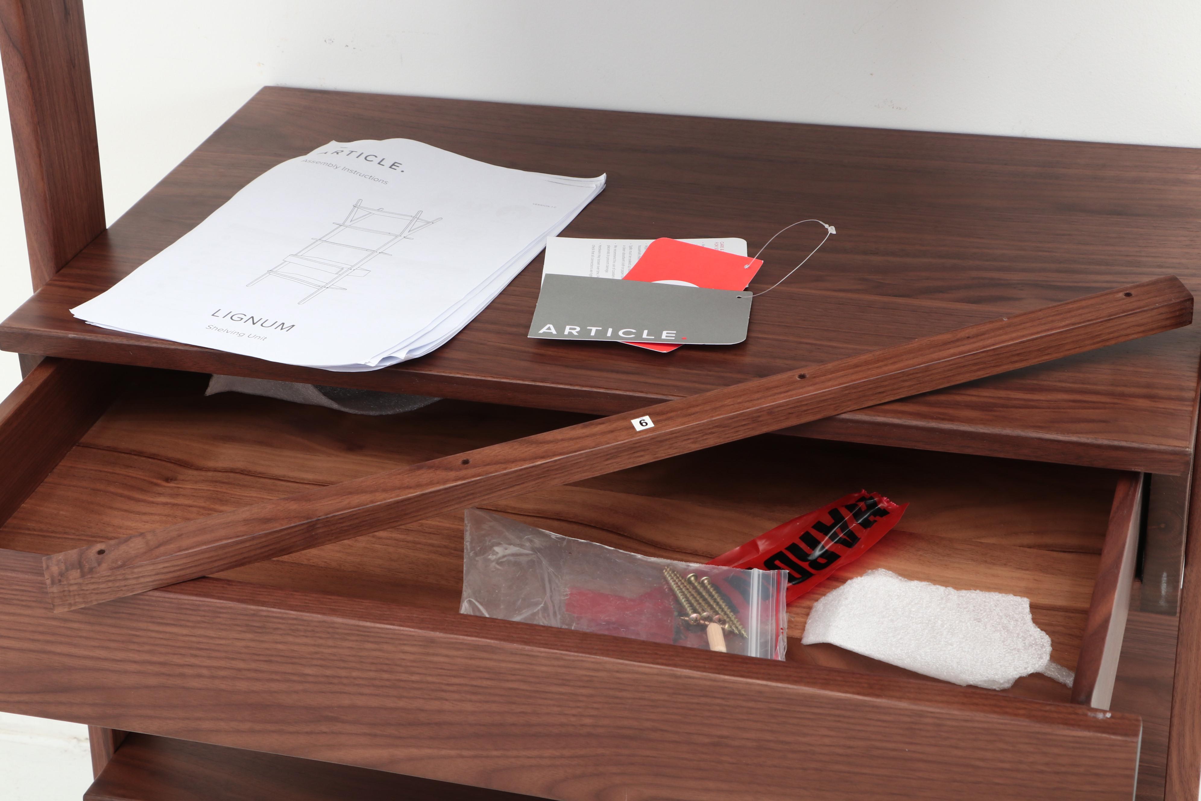 "Lignum" Walnut Veneer Shelves by Article Furniture