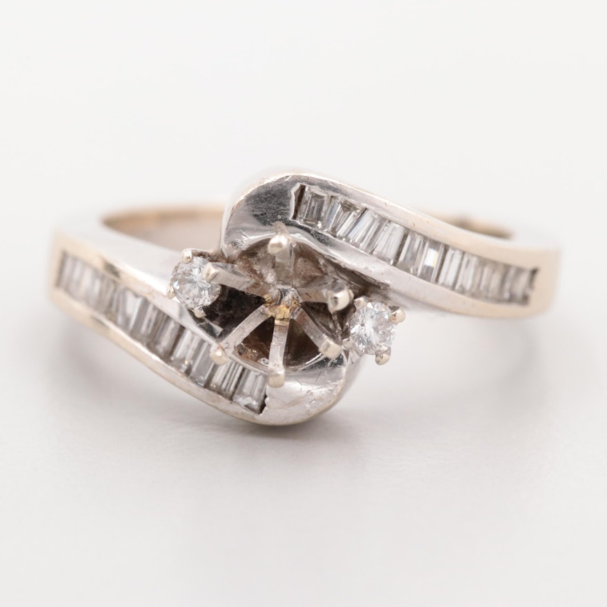14K White Gold Diamond Semi Mount ring