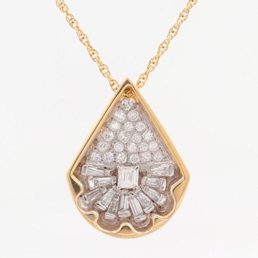 14K Yellow Gold 1.45 CTW Diamond Necklace