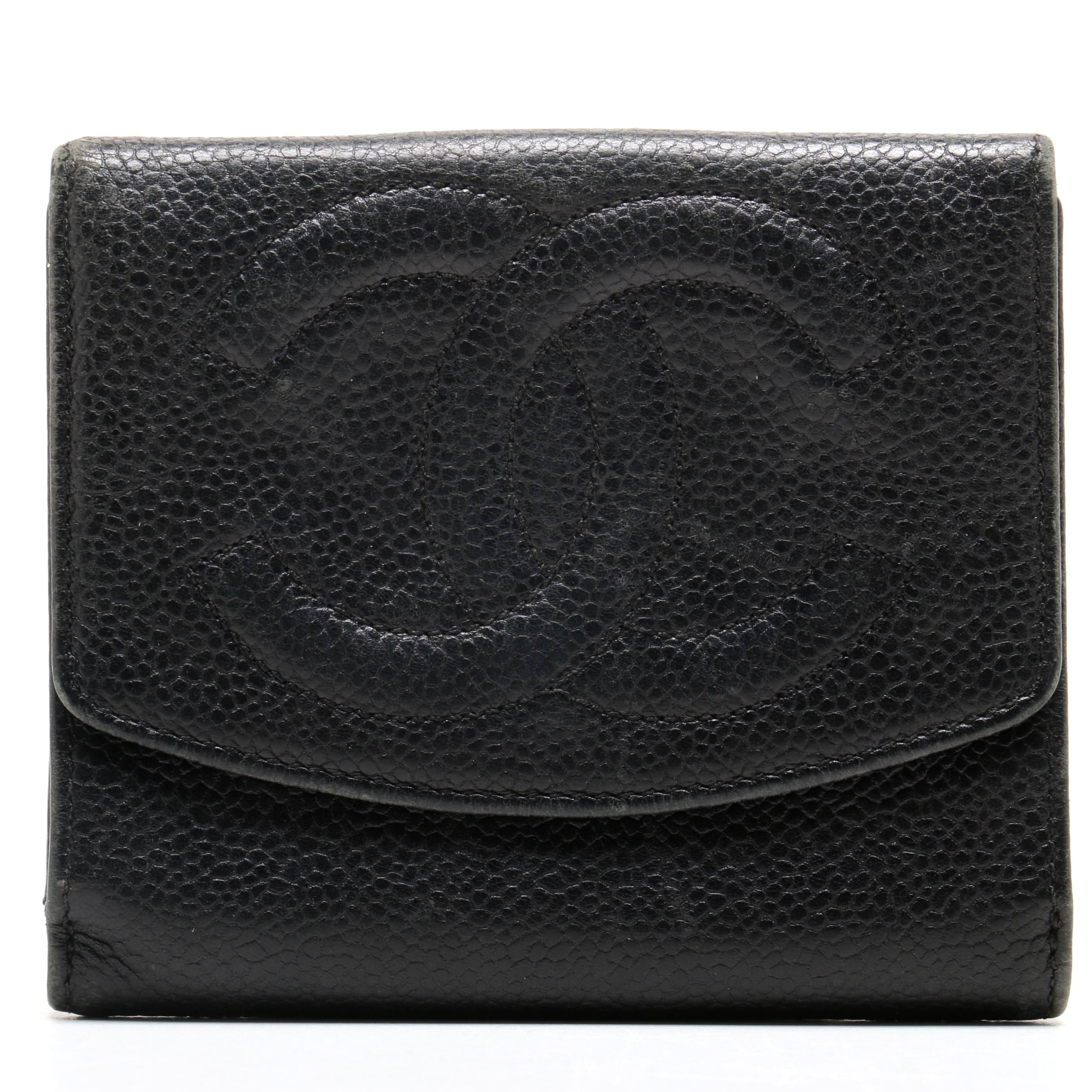 Chanel Black Caviar Leather Bifold Wallet