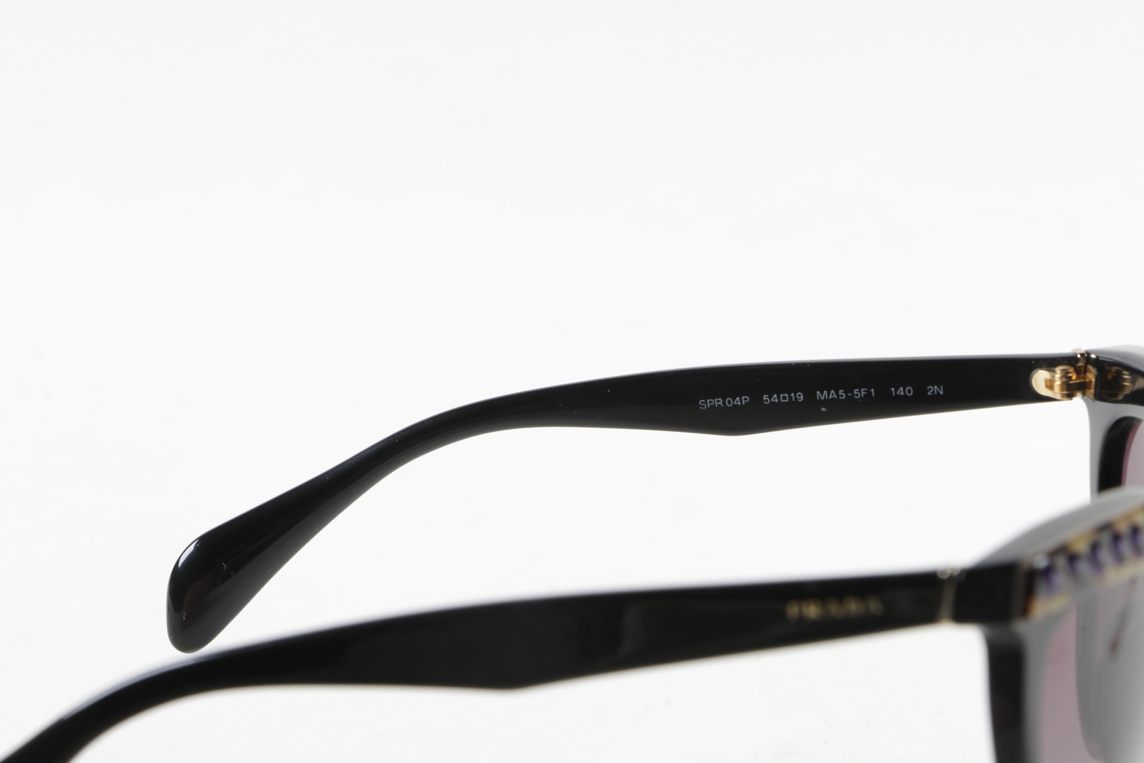 Prada SPR 04P Embellished Black Modified Cat Eye Sunglasses