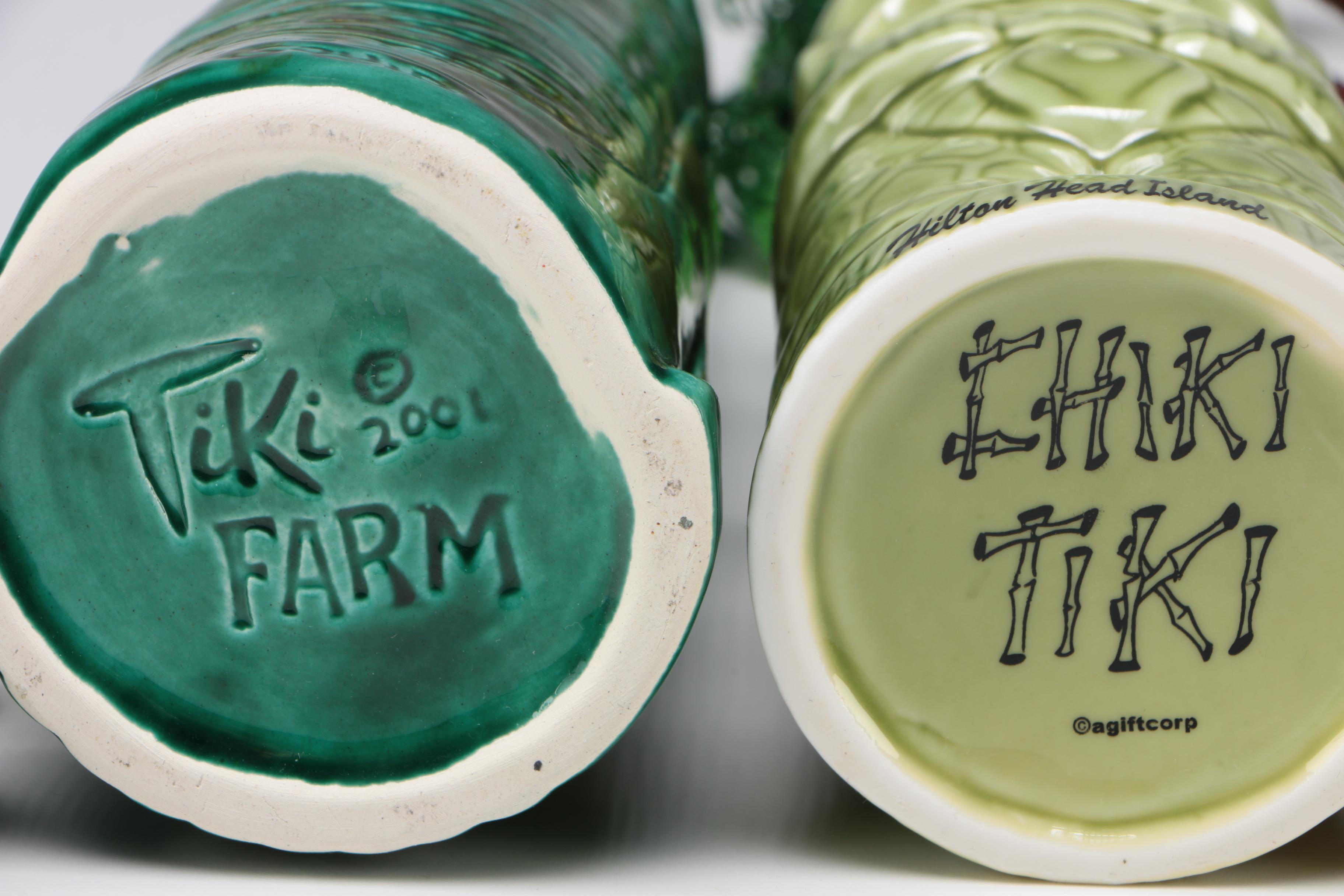 Ceramic Tiki Themed Decanter, Martini Glasses, Shot Glasses, and more