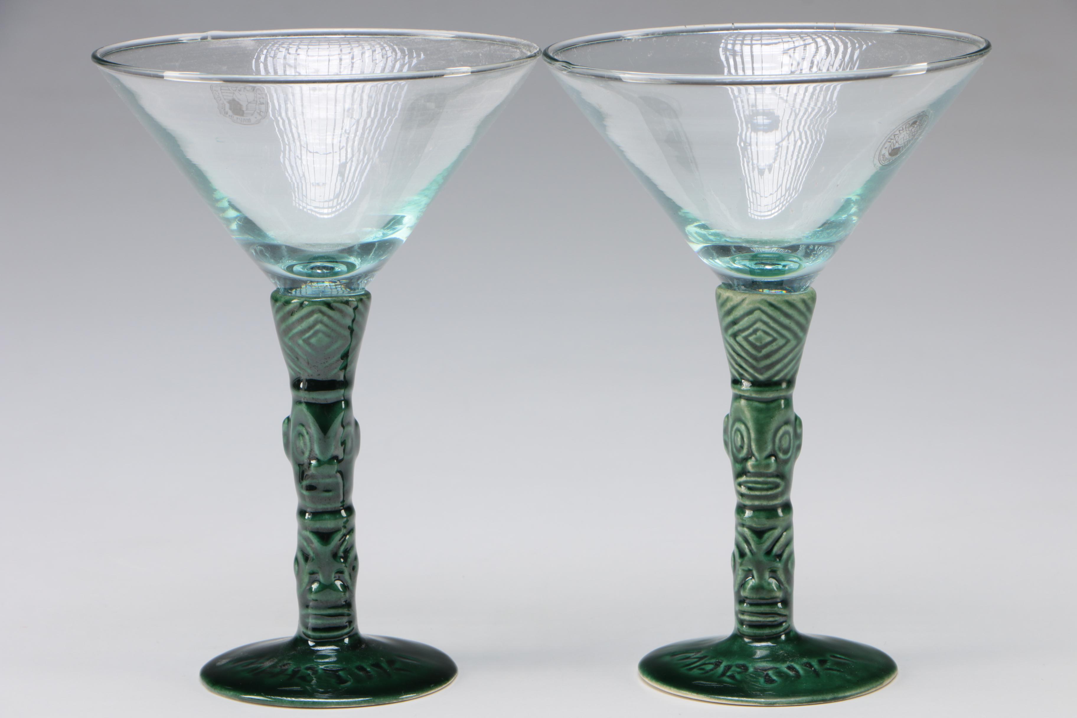 Ceramic Tiki Themed Decanter, Martini Glasses, Shot Glasses, and more