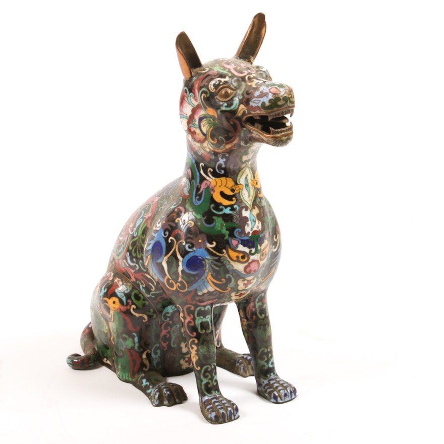 Chinese Cloisonné Dog Figurine