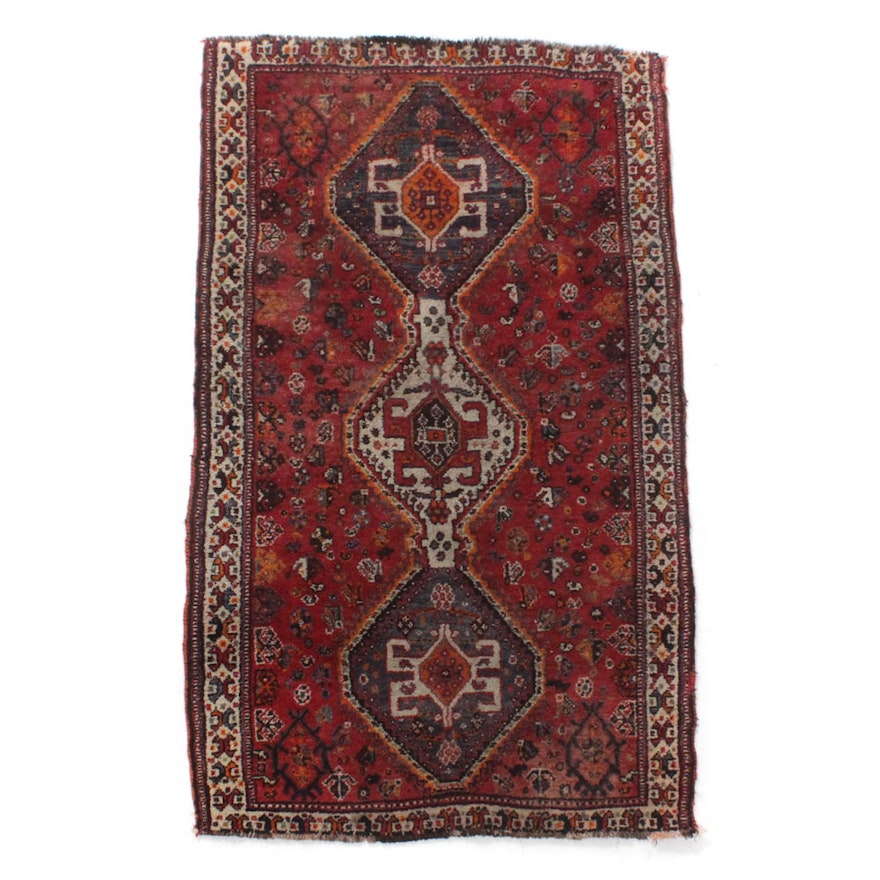 Semi-Antique Hand-Knotted Persian Shiraz Rug