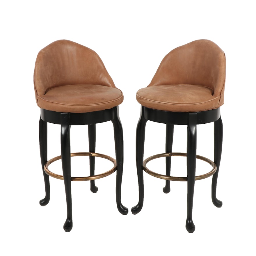 Hickory Chair Company Swivel Bar Stools with Leather Upholstery