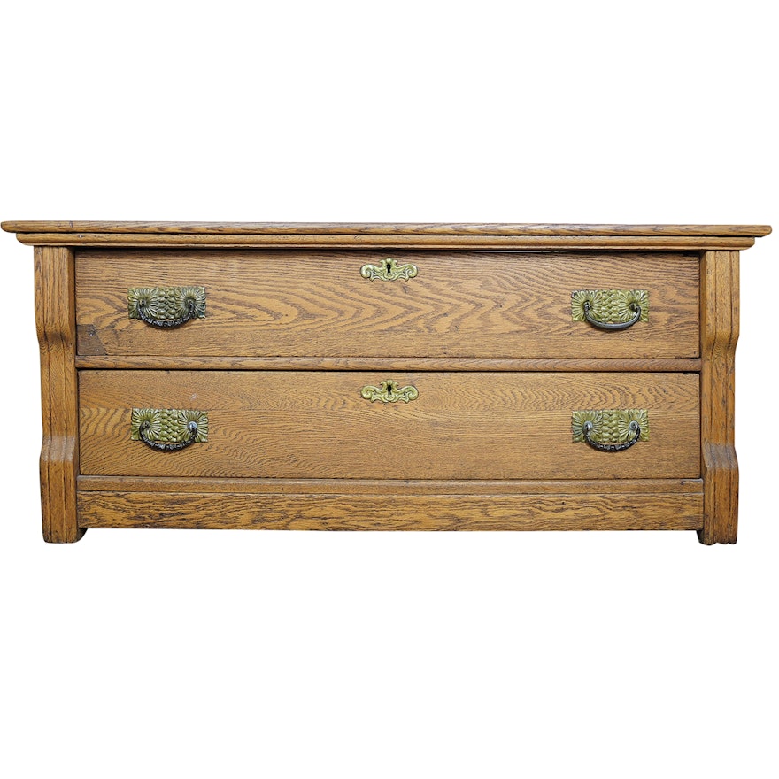 Late Victorian Chestnut Two-Drawer Low Chest, Circa 1890