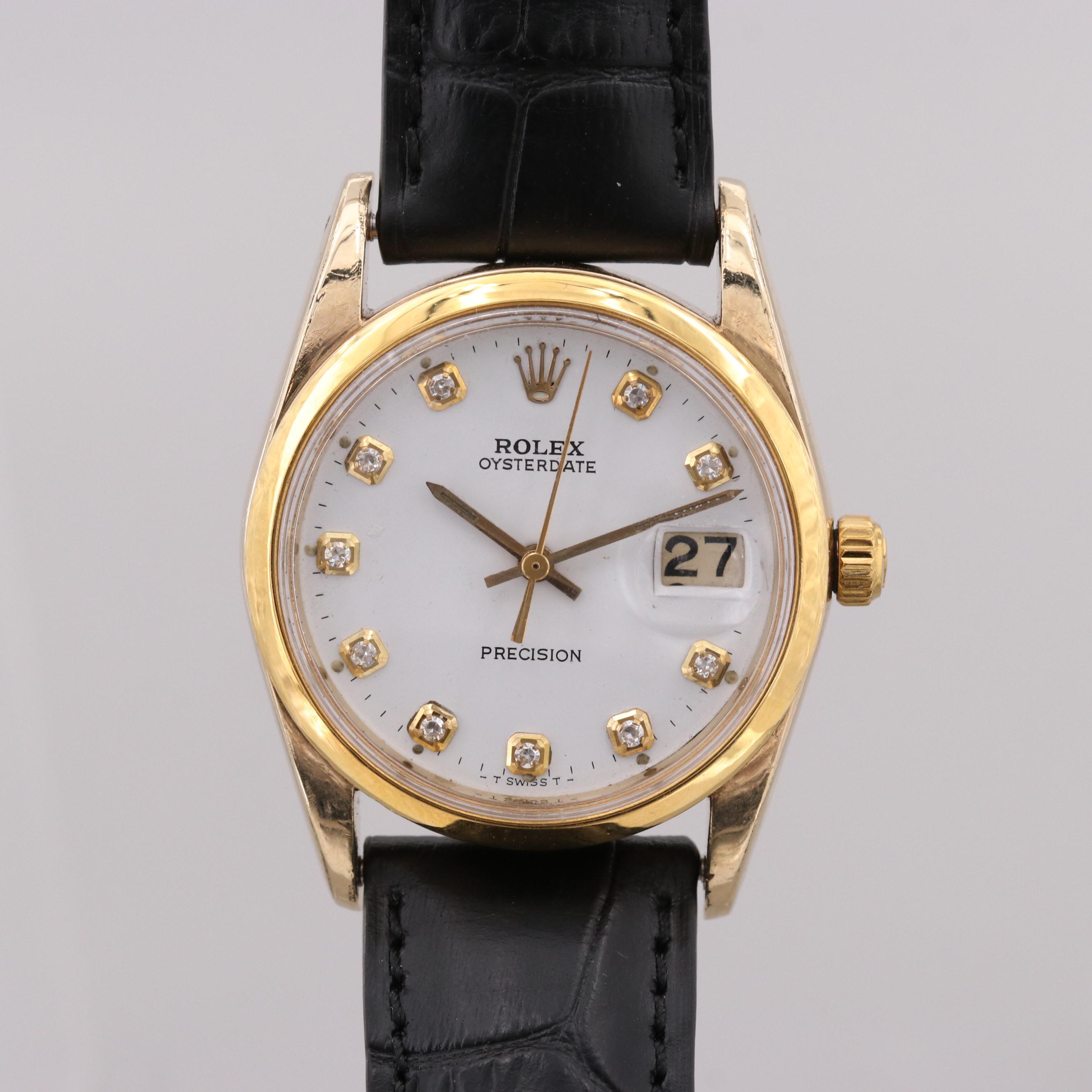 Rolex Oyster Date Stainless Steel and Gold Plate Watch With Diamonds, 1964
