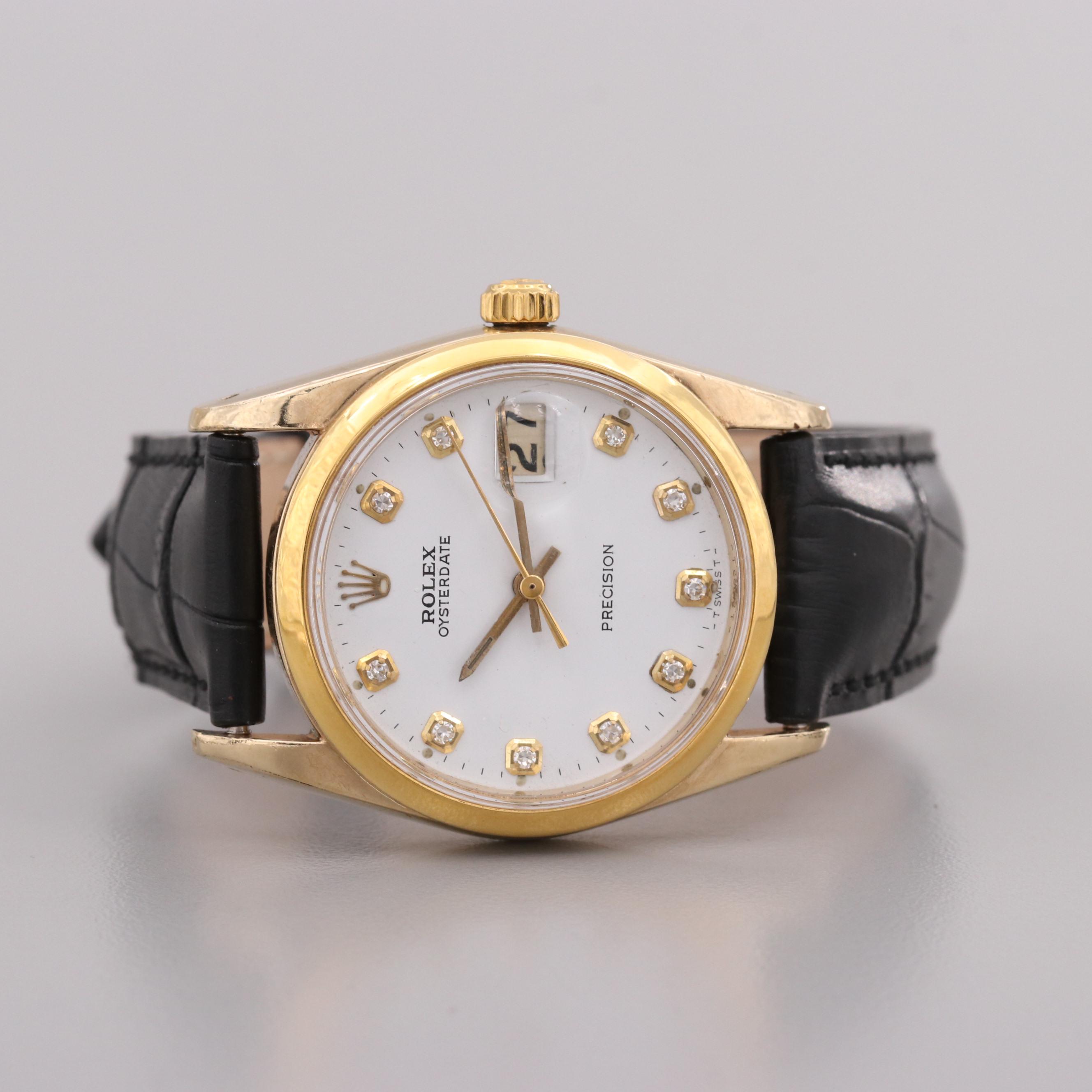 Rolex Oyster Date Stainless Steel and Gold Plate Watch With Diamonds, 1964