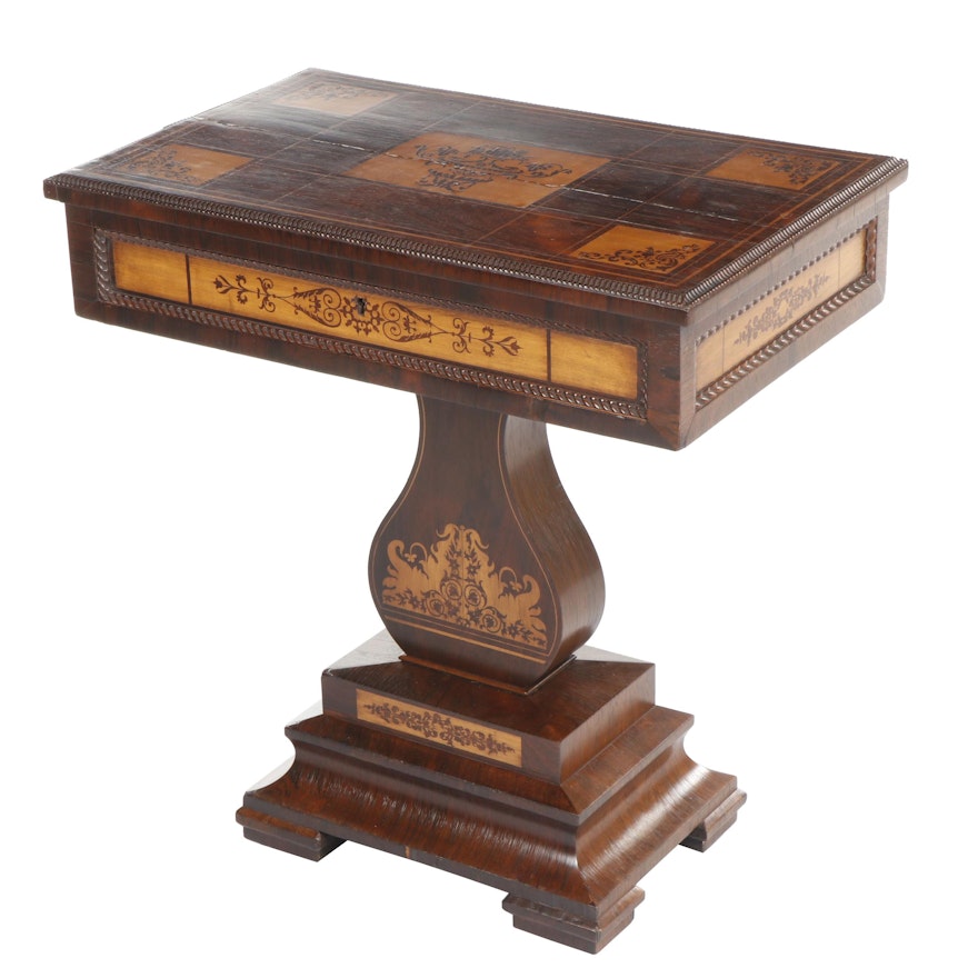 William IV Rosewood, Stencil Decorated and Parcel Gilt Work Table, Circa 1840