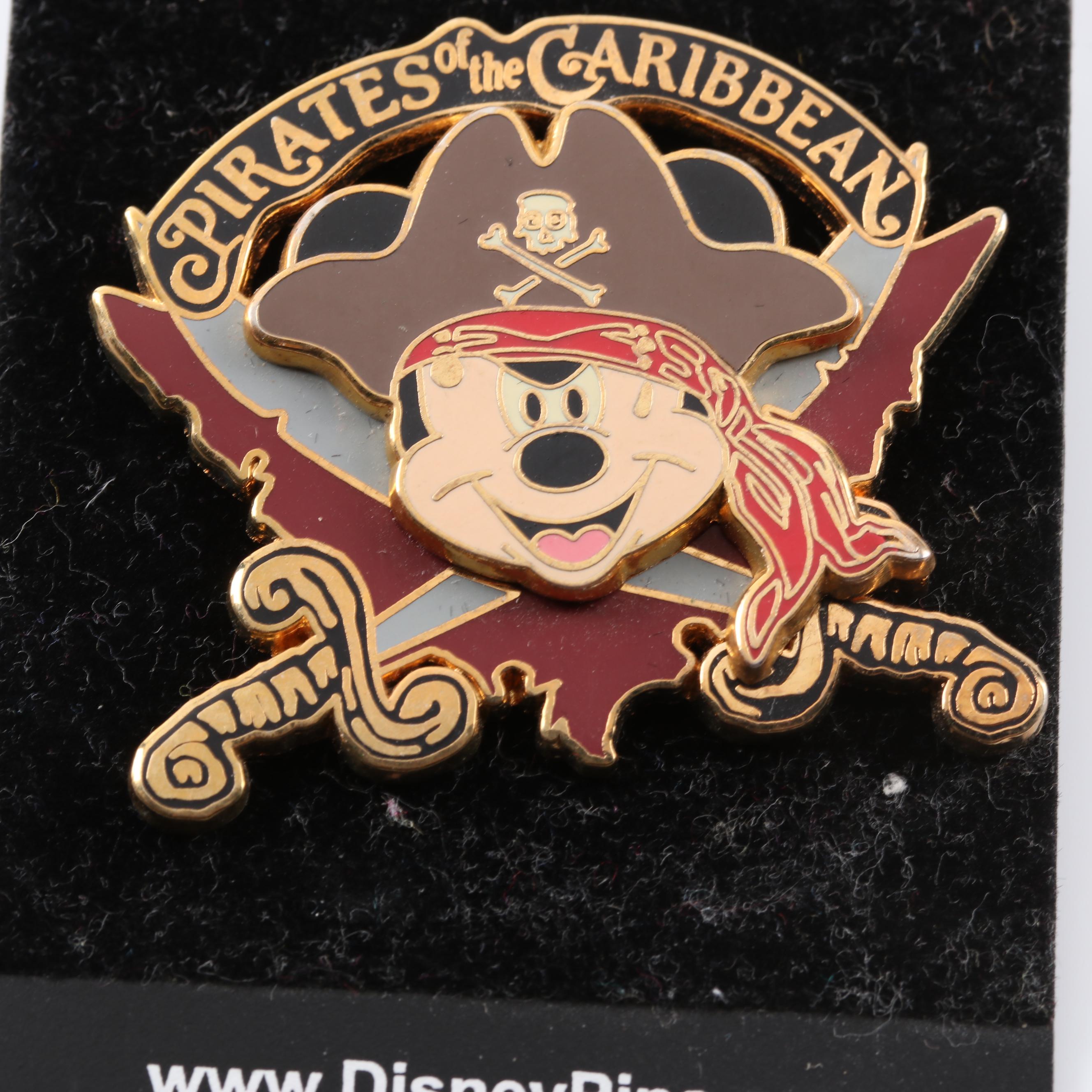 Sterling Silver Mickey Mouse Pin and Costume Pirates of the Caribbean Pin