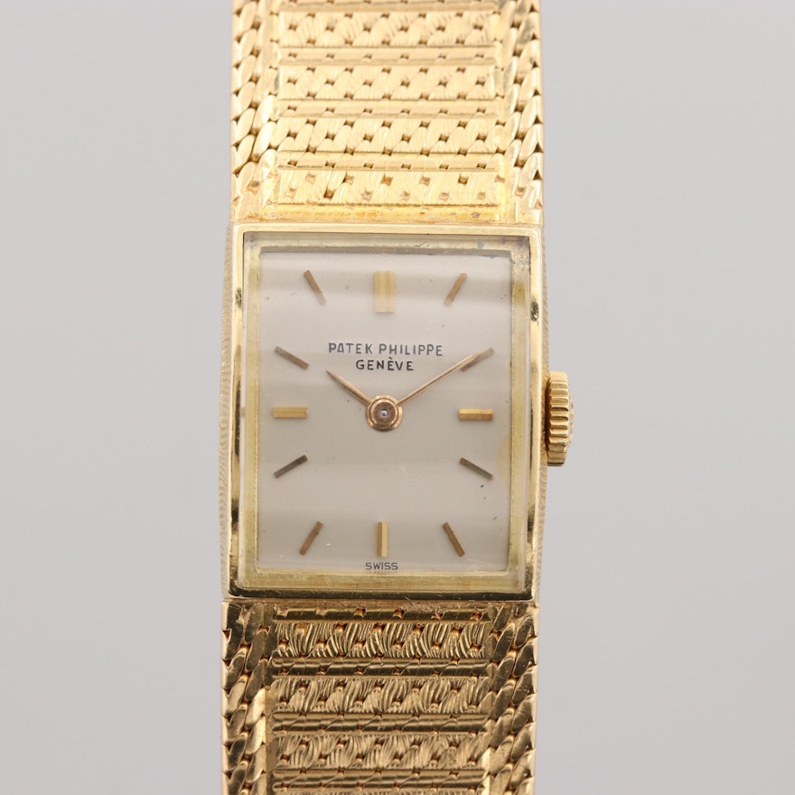 Vintage Patek Philippe 3257/3 18K Yellow Gold Stem Wind Wristwatch, 1964