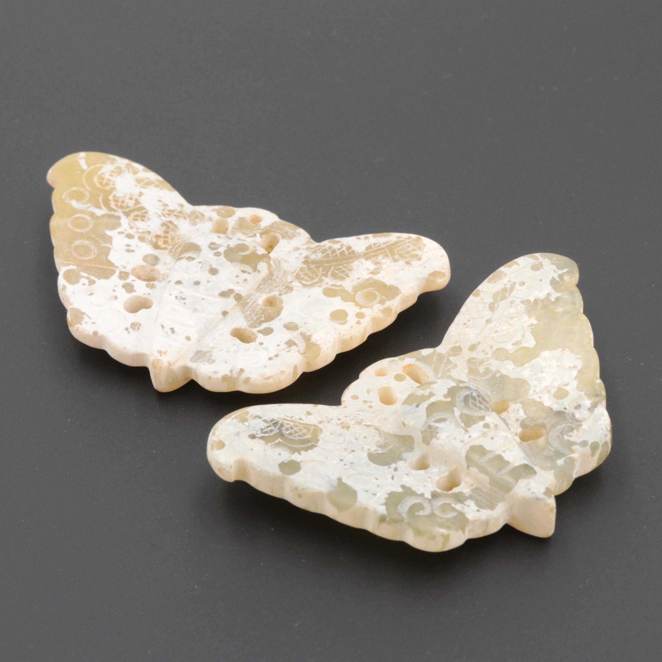 Loose Serpentine Stones in Carved Butterfly Motif