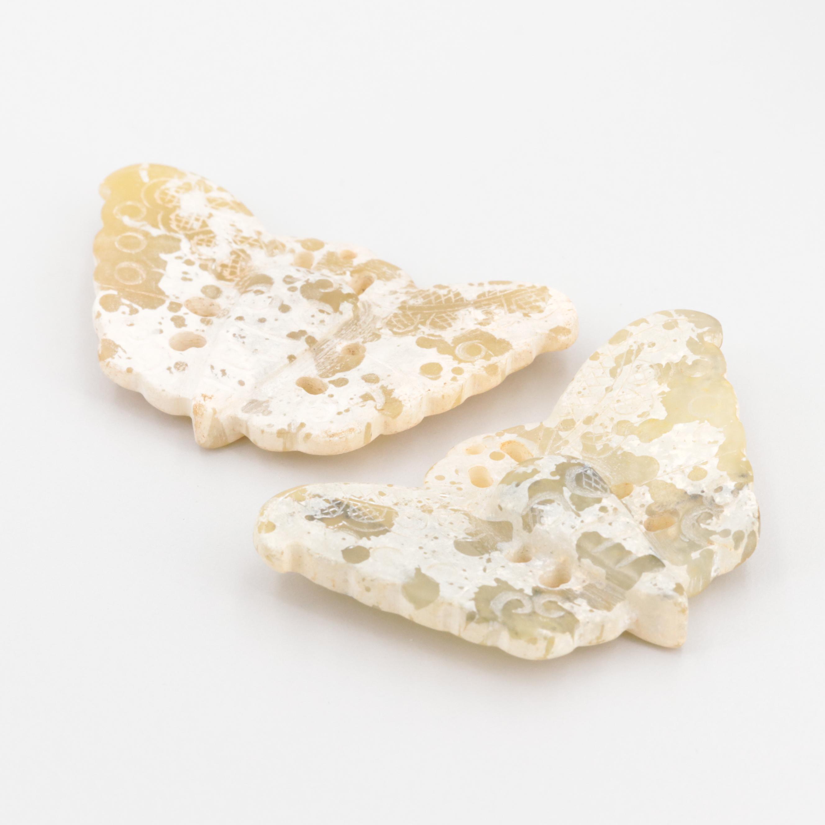 Loose Serpentine Stones in Carved Butterfly Motif