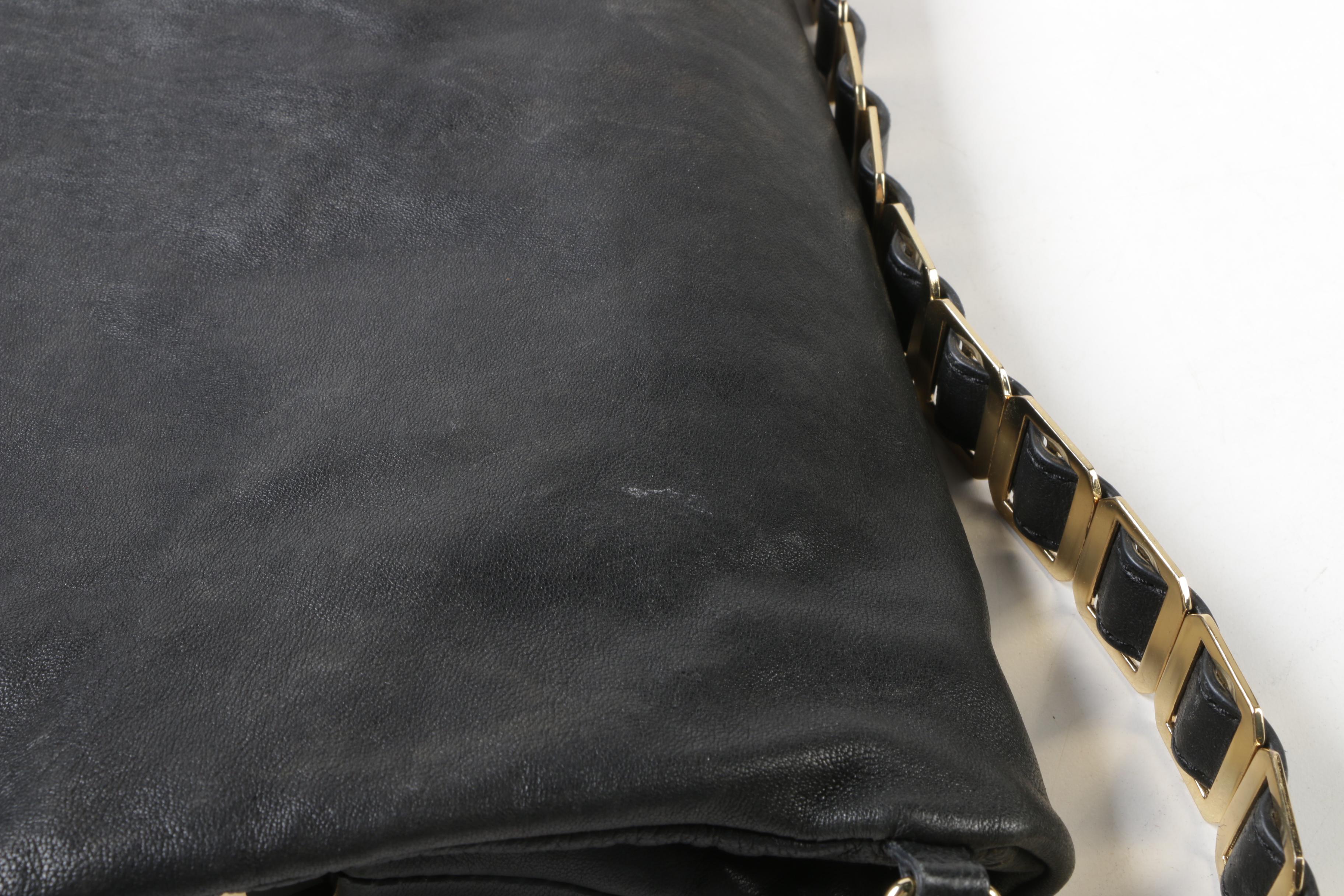 Tory Burch Black Leather Foldover Hobo Bag