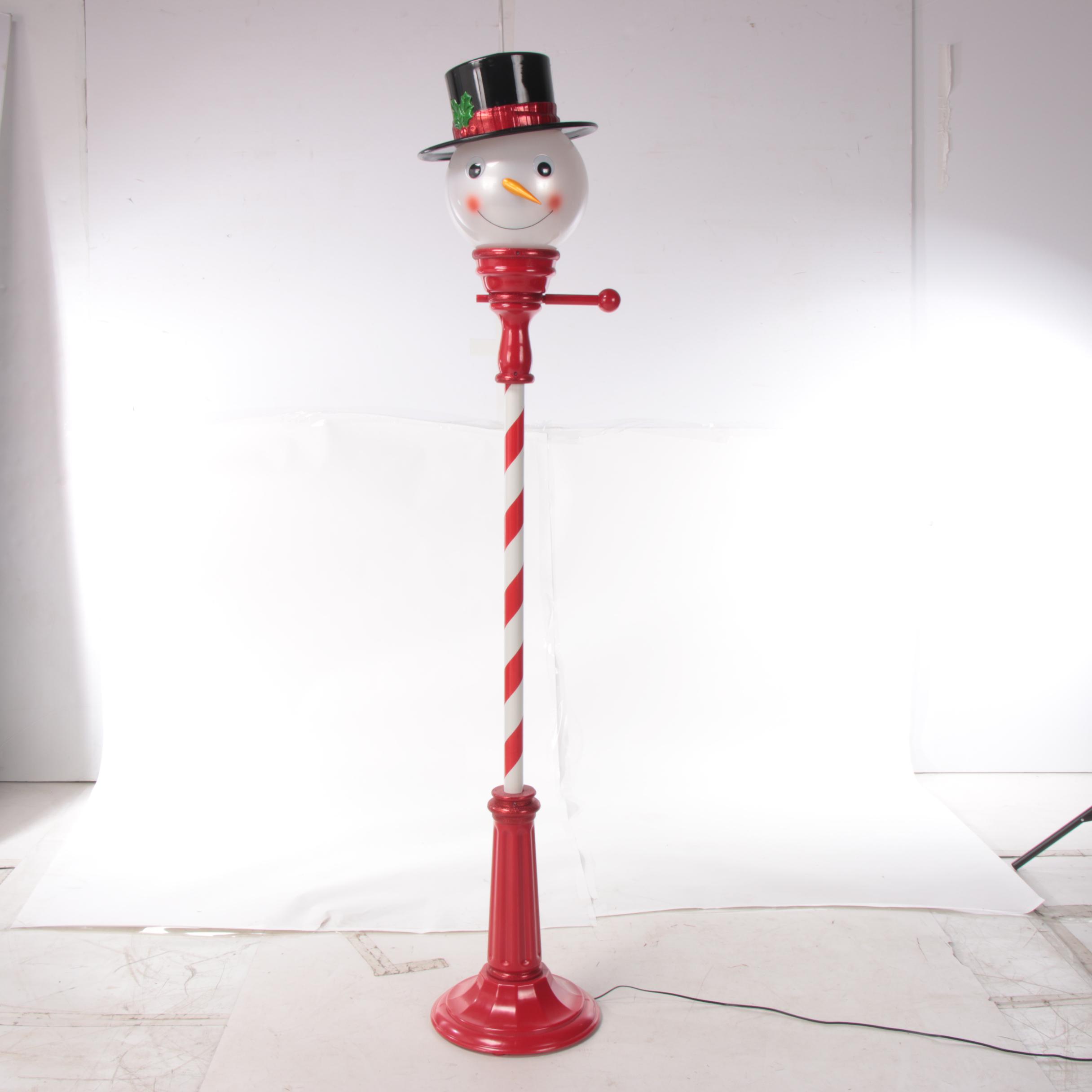 Outdoor Snowman Lamp Post