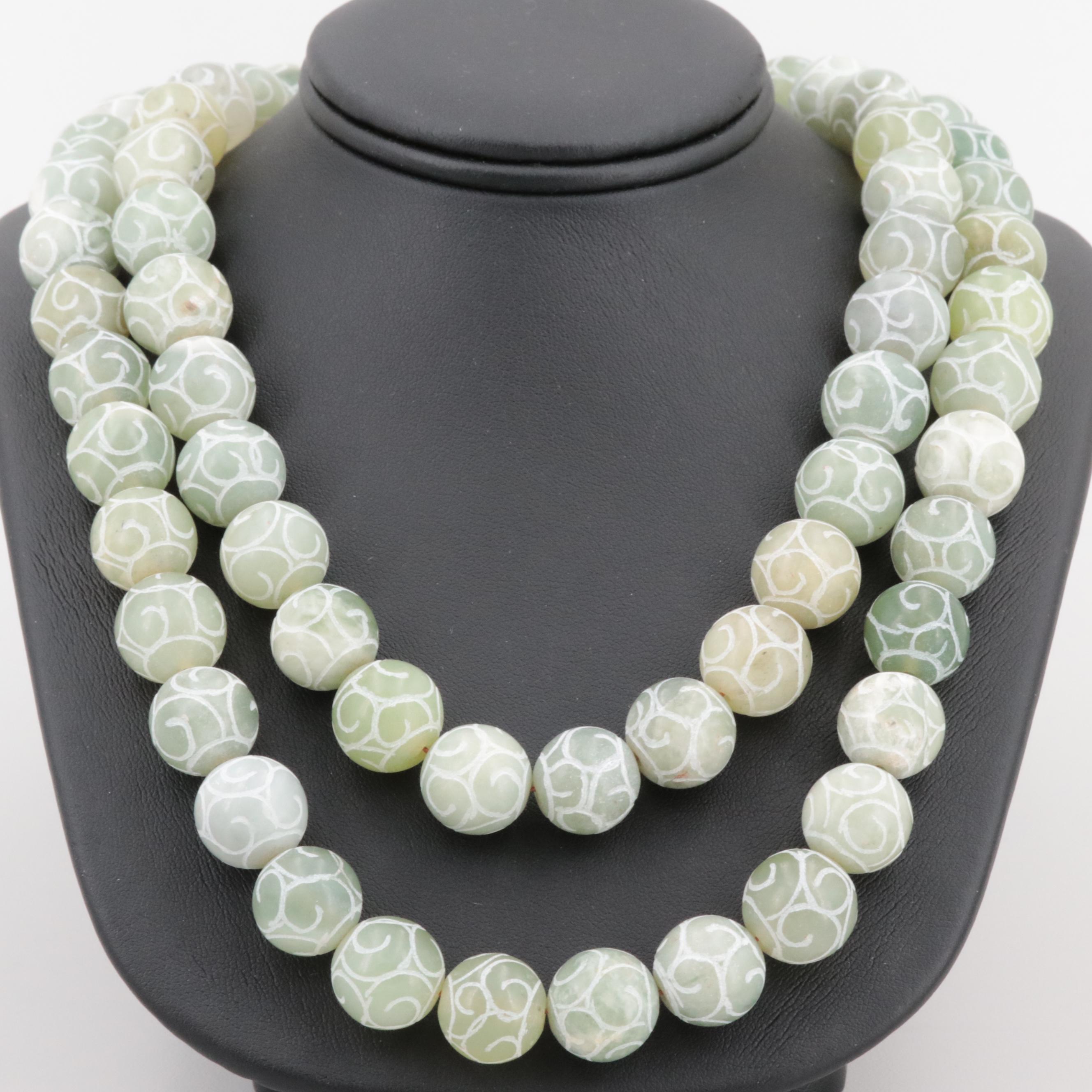 Loose Hank of Serpentine Carved Beads