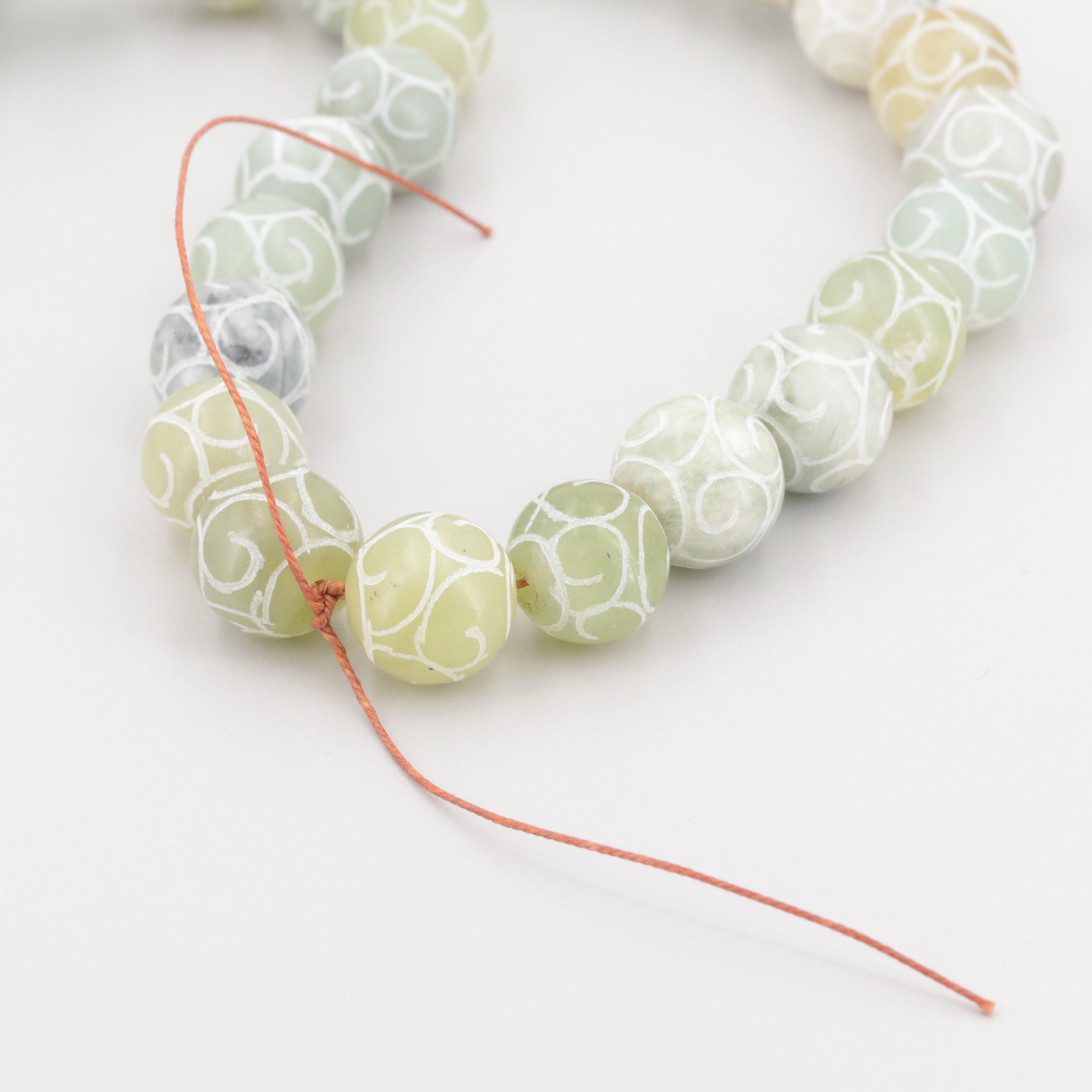 Loose Hank of Serpentine Carved Beads