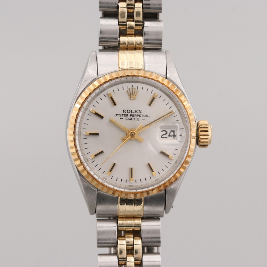 Rolex Oyster Perpetual Date Stainless Steel and Gold Automatic Wristwatch, 1971