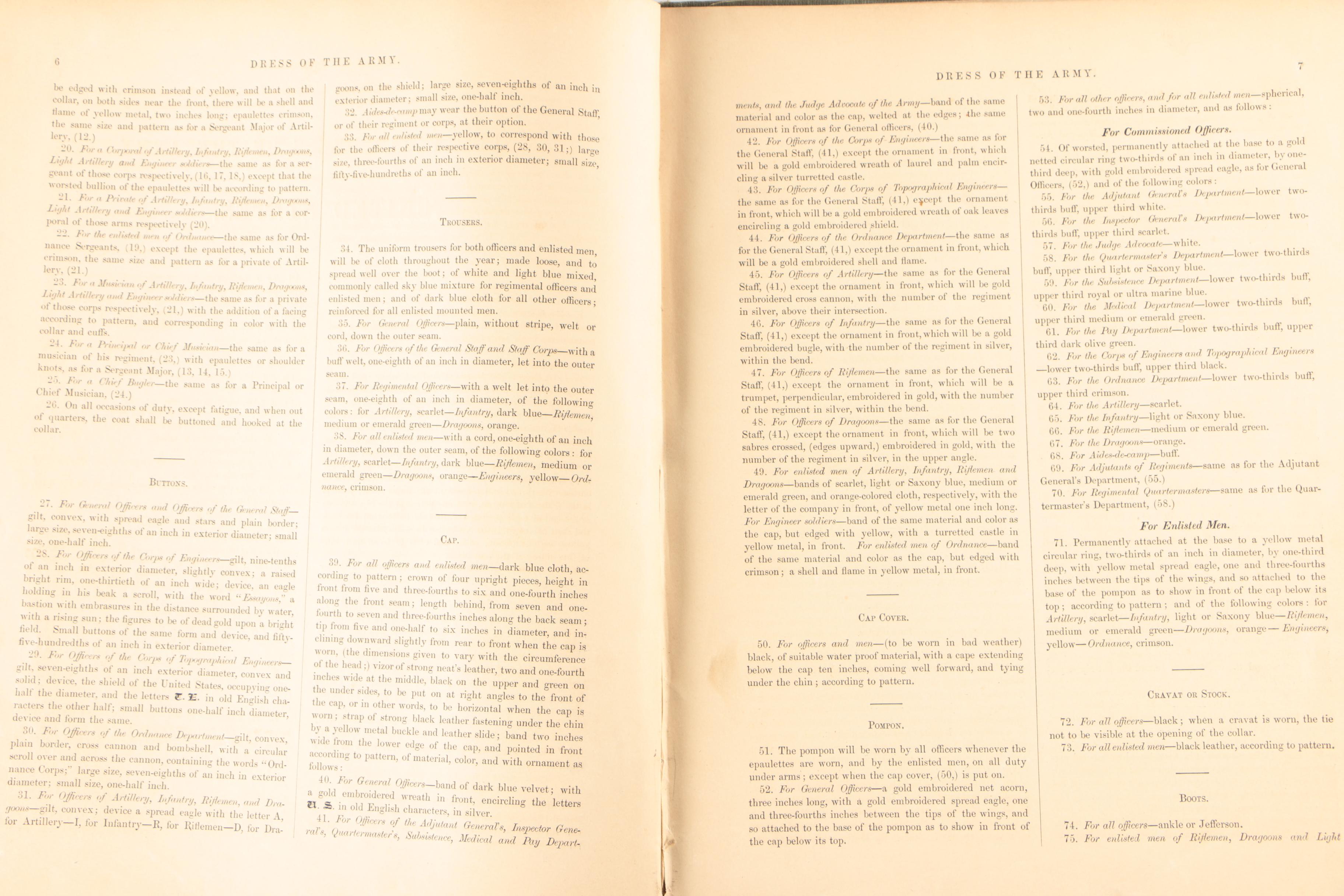 1851 "Regulations for the Uniforms & Dress of the Army of the United States"