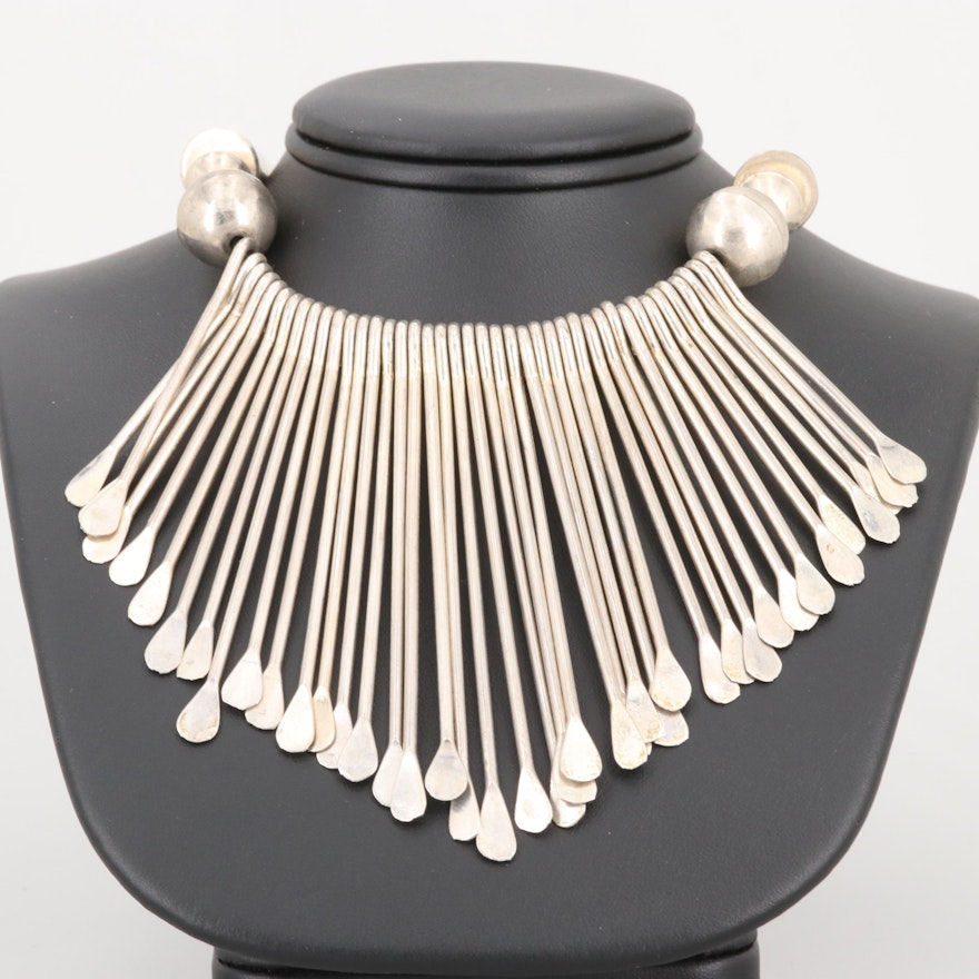 Silver Tone Necklace on Cord