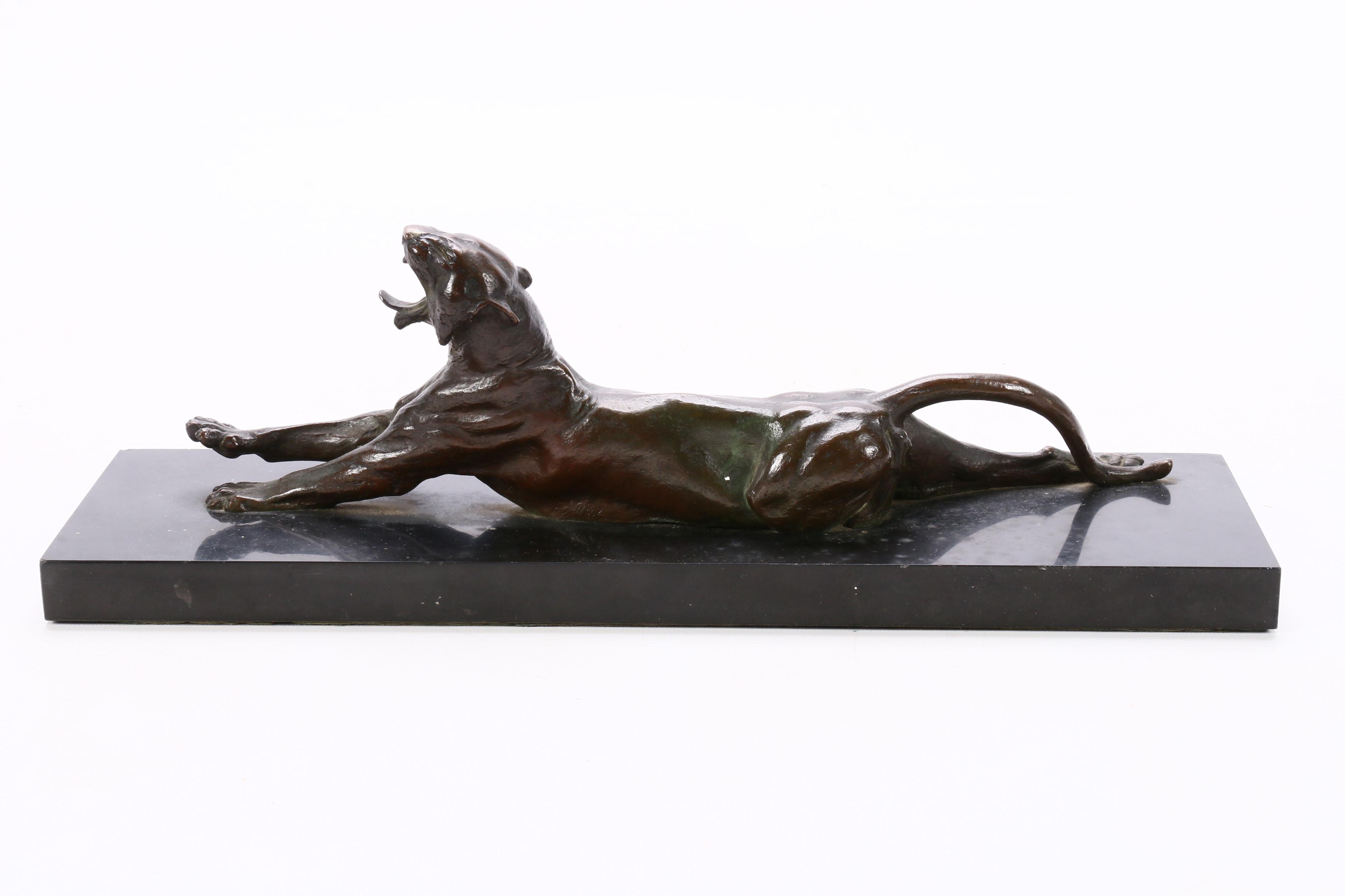 Anna Vaughn Hyatt Huntington Bronze "Yawning Tiger"