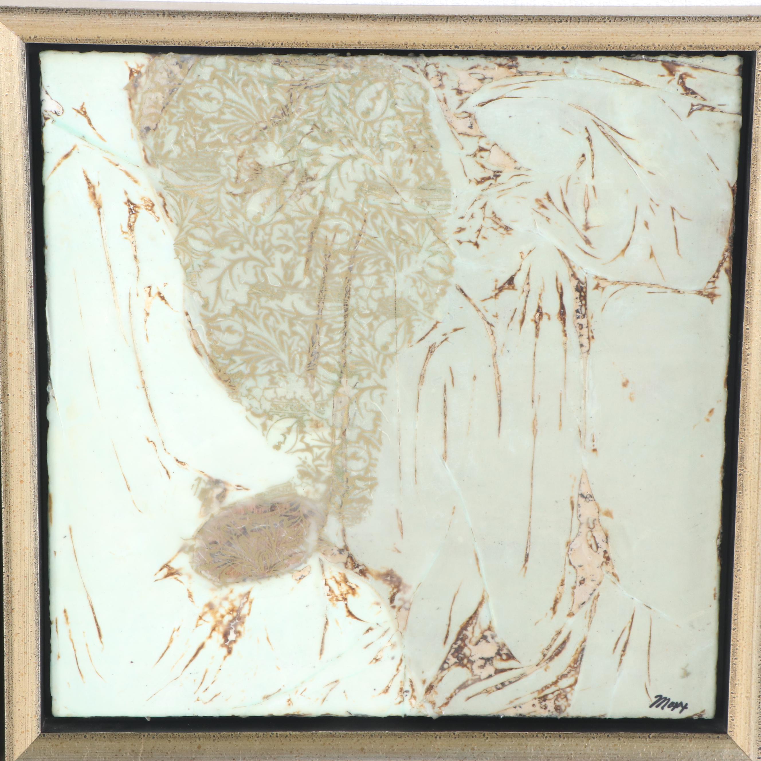 Maxine Mattson-Lawrence Encaustic Paintings "Golden Fern III"