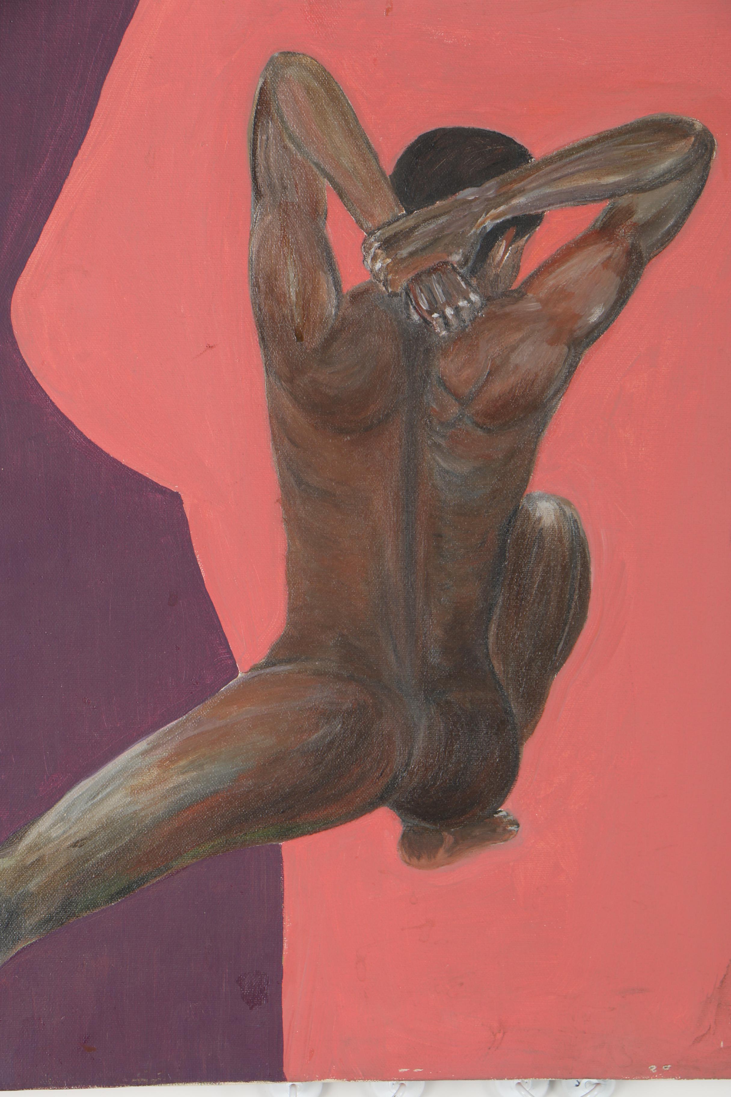 Tanaka 1981 Mixed Media  Painting of Male Nude