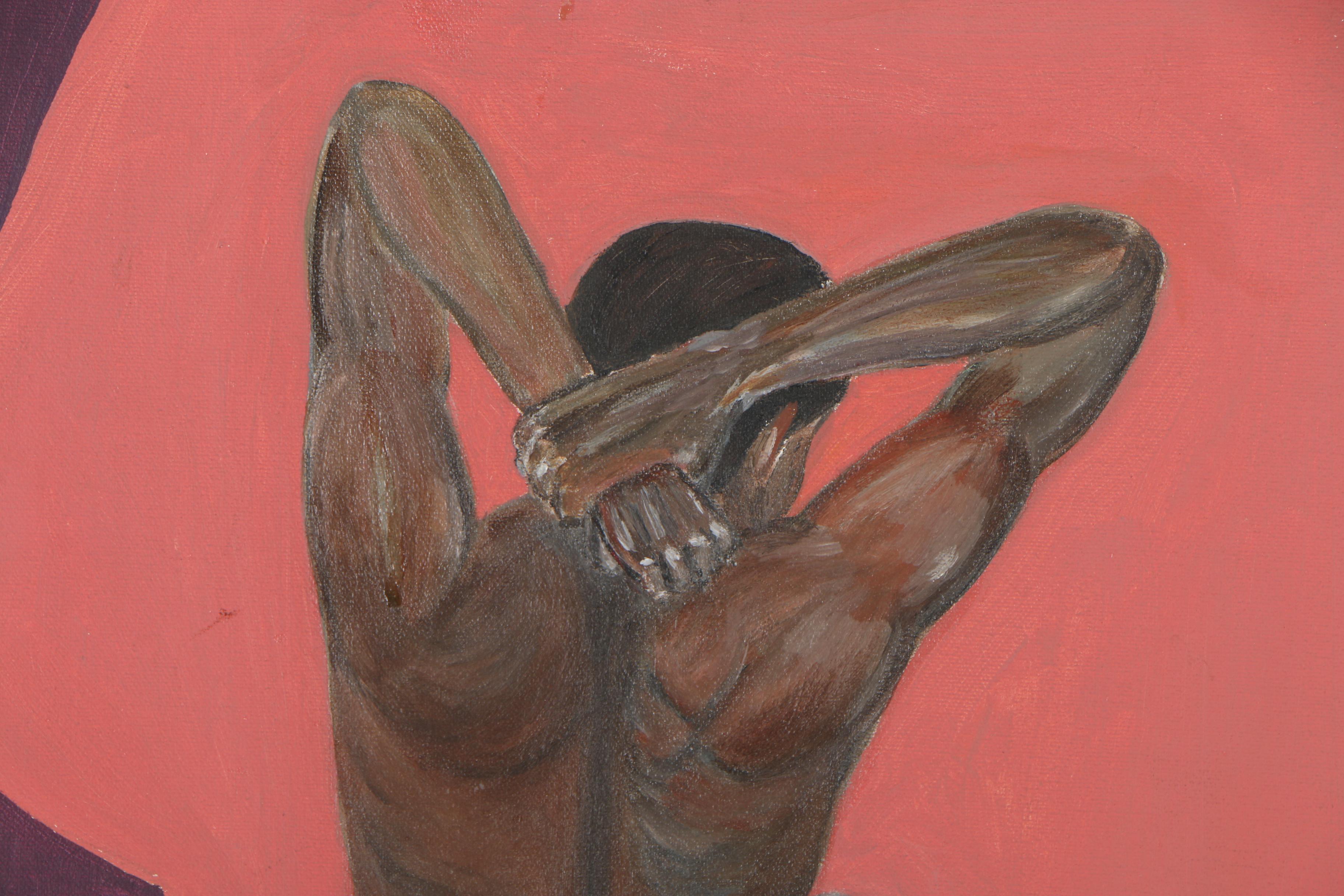 Tanaka 1981 Mixed Media  Painting of Male Nude