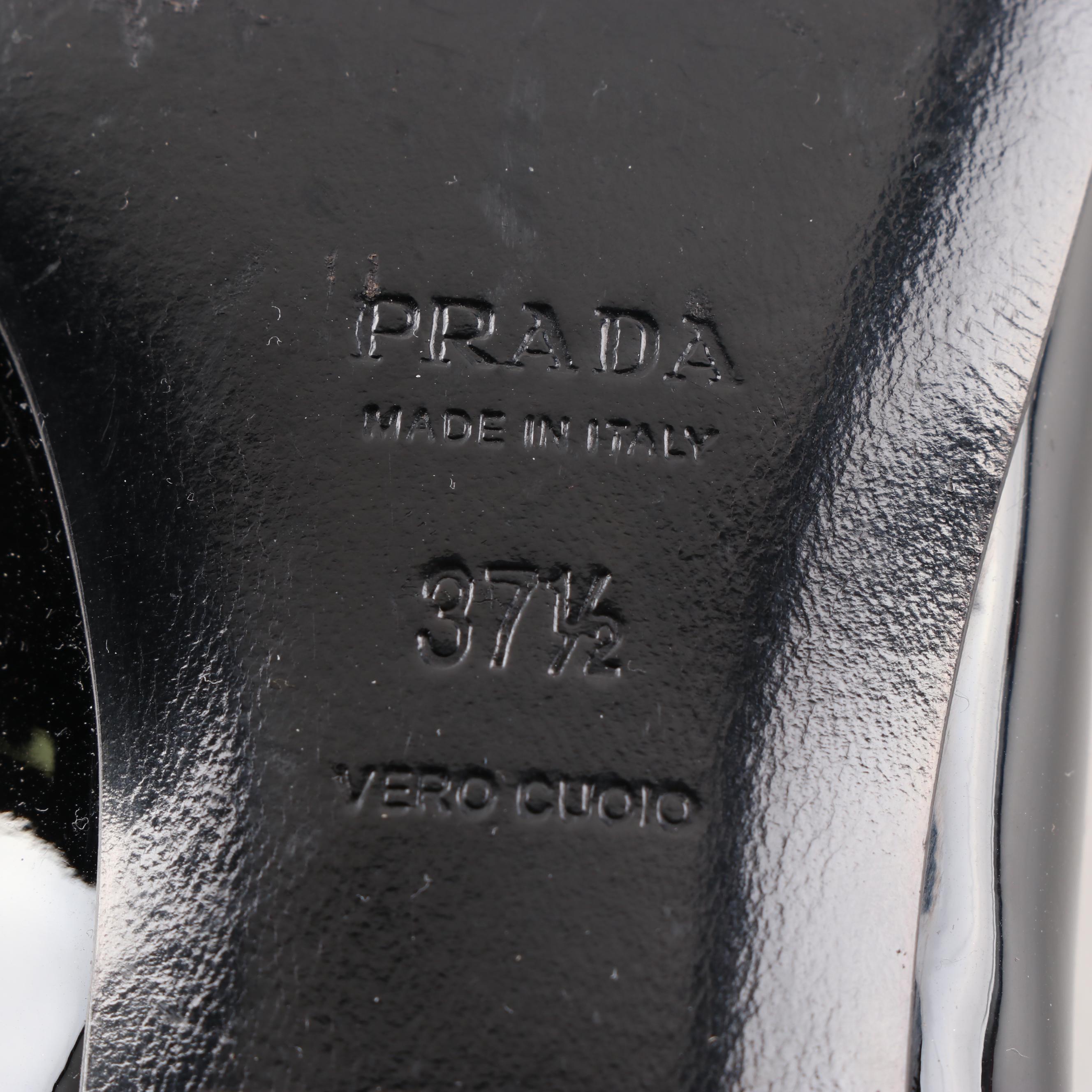 Women's Prada Black Patent Leather Open Toe Slingbacks