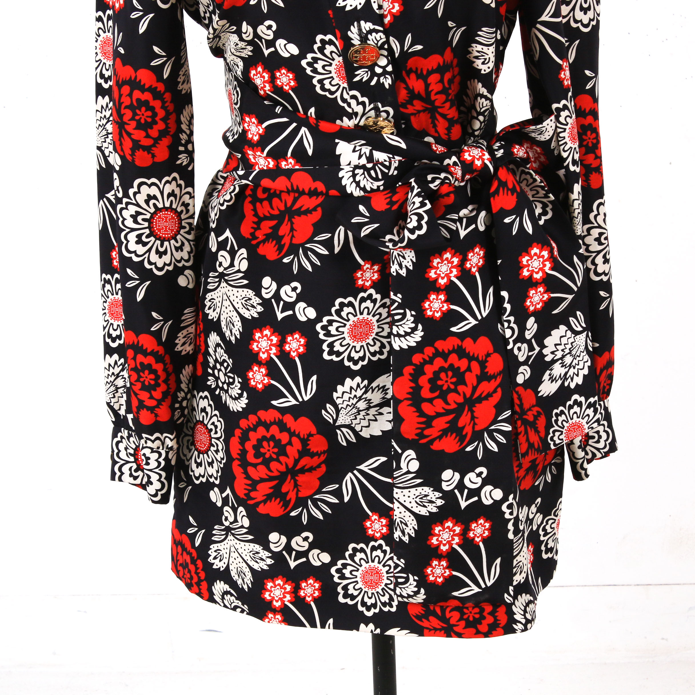 Women's Tory Burch Silk Long Sleeve Floral Shift Dress