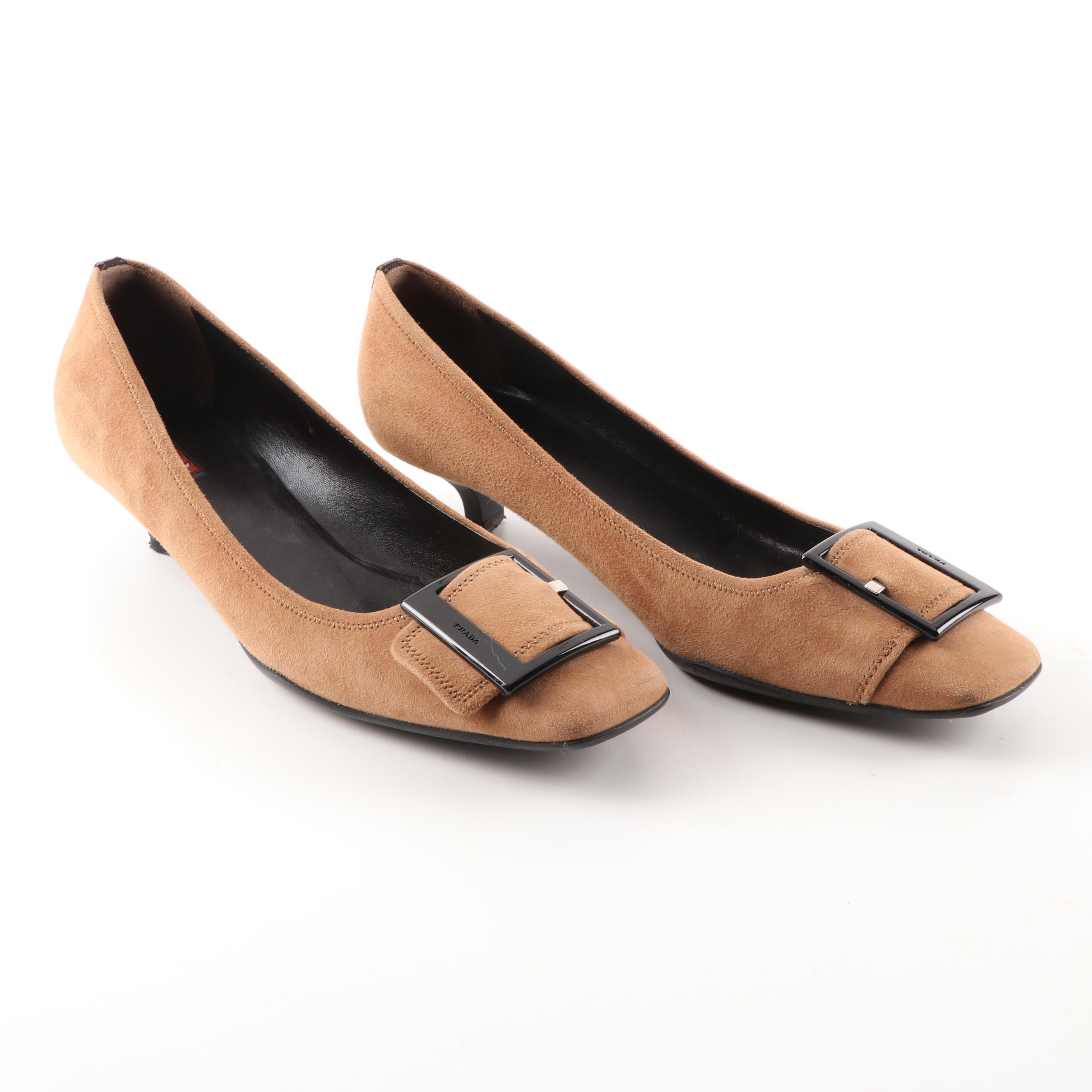 Women's Prada Tan Suede Pumps