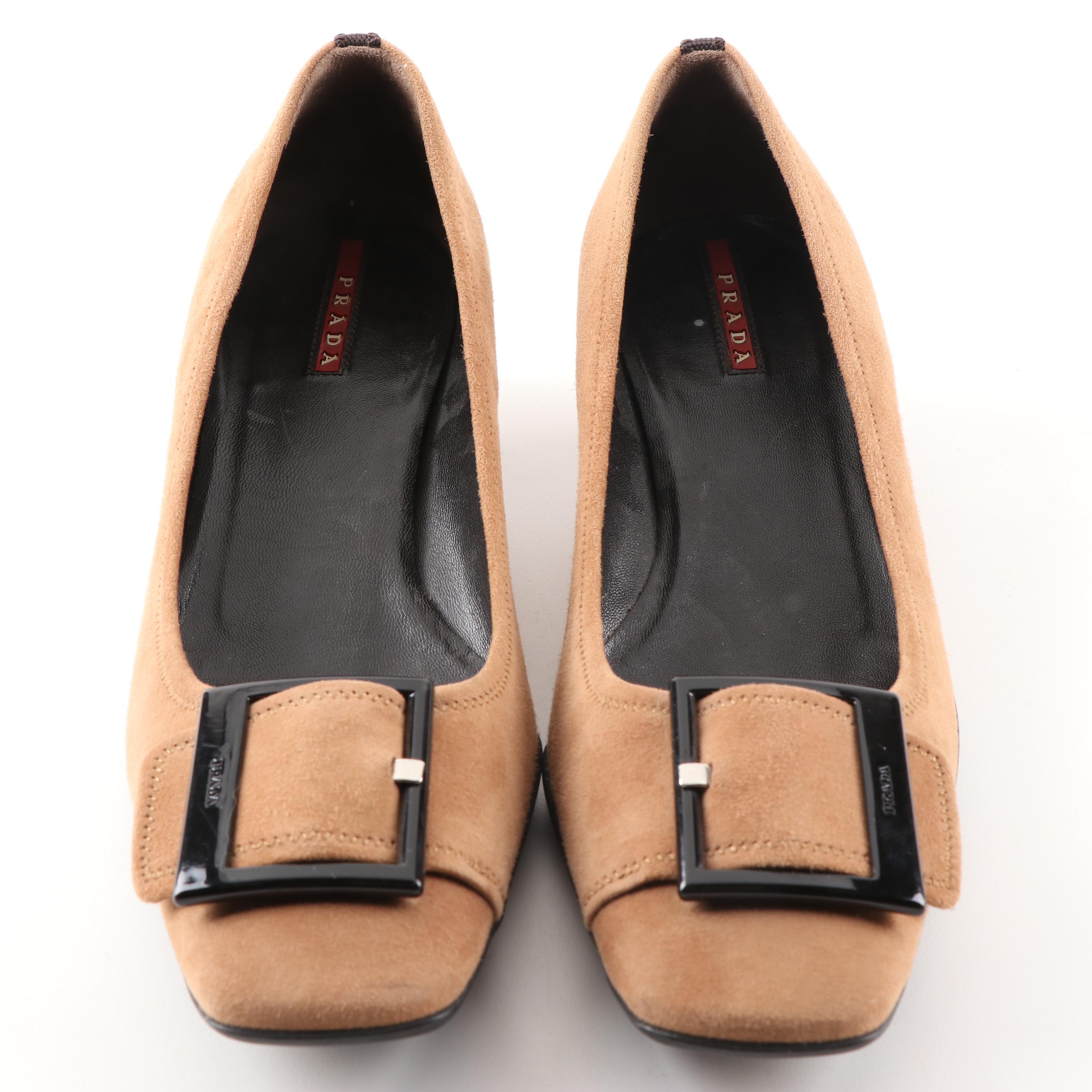 Women's Prada Tan Suede Pumps